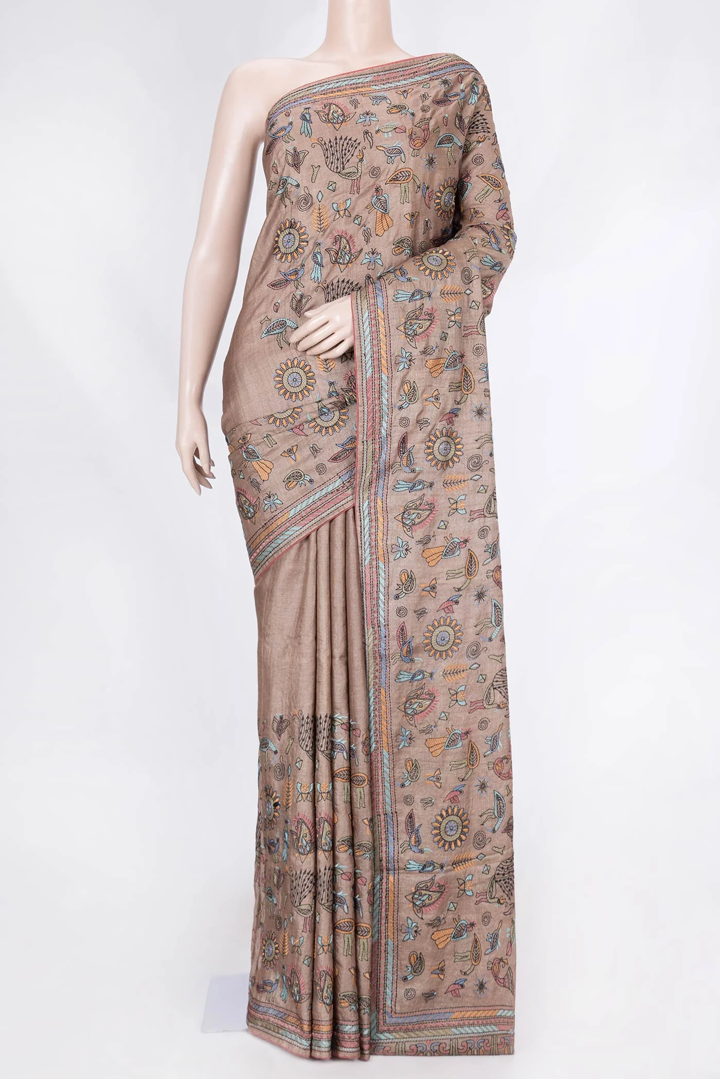 Brown Dual Tone Tussar Silk Saree