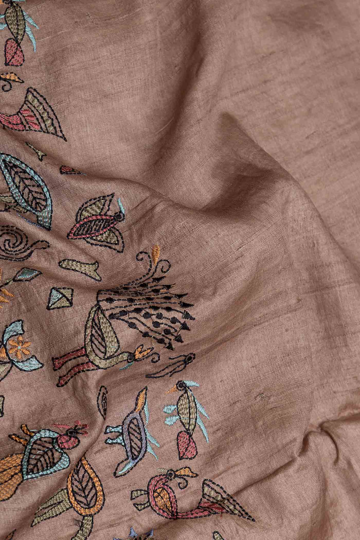 Brown Dual Tone Tussar Silk Saree - Image 2
