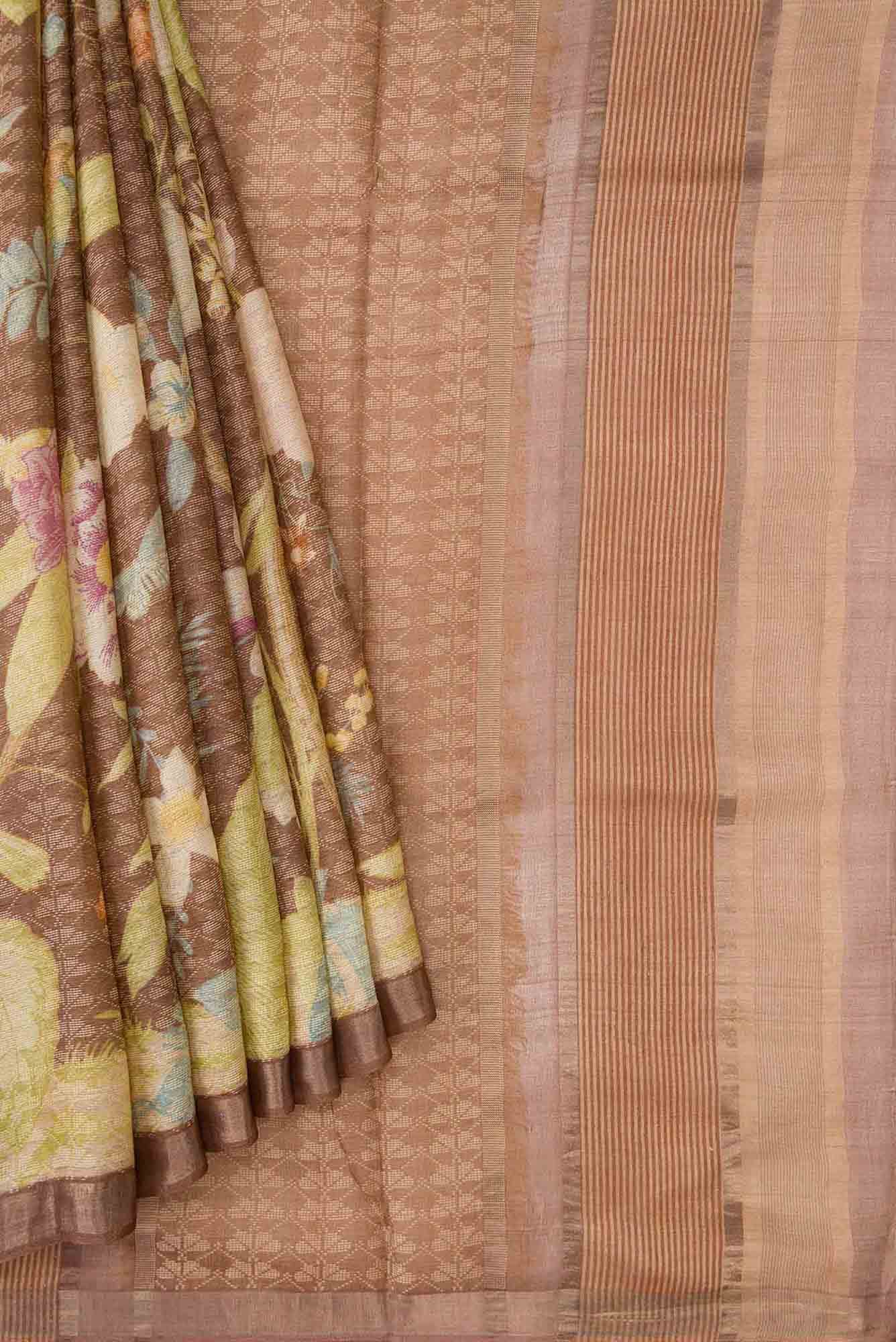 Brown Dual Tone Tussar Silk Saree - Image 2