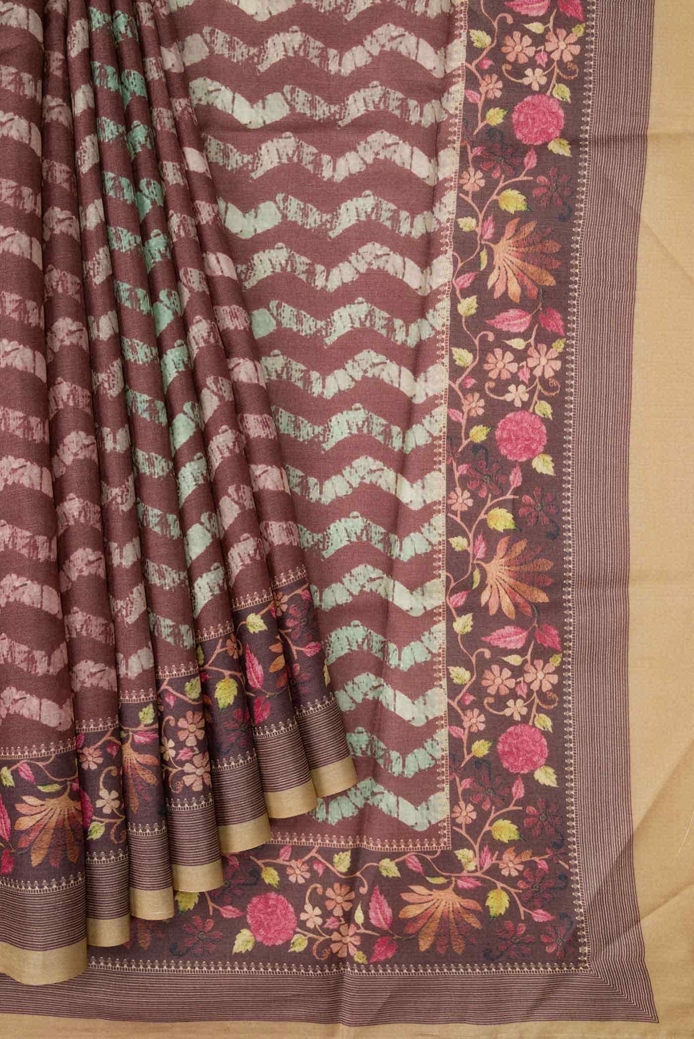 Brown Dual Tone Tussar Silk Saree - Image 2