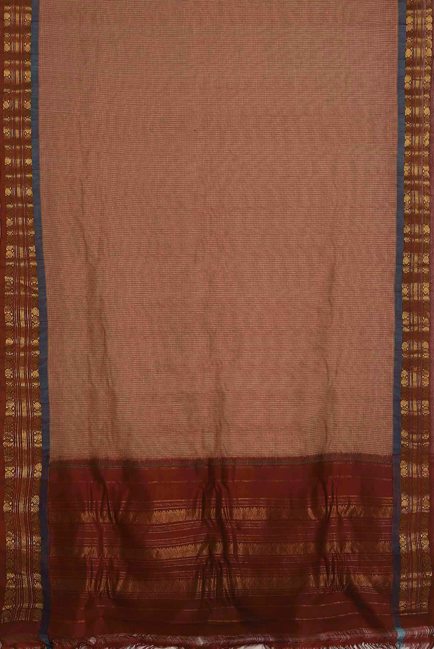 Brown Gadwal cotton Saree - Image 4