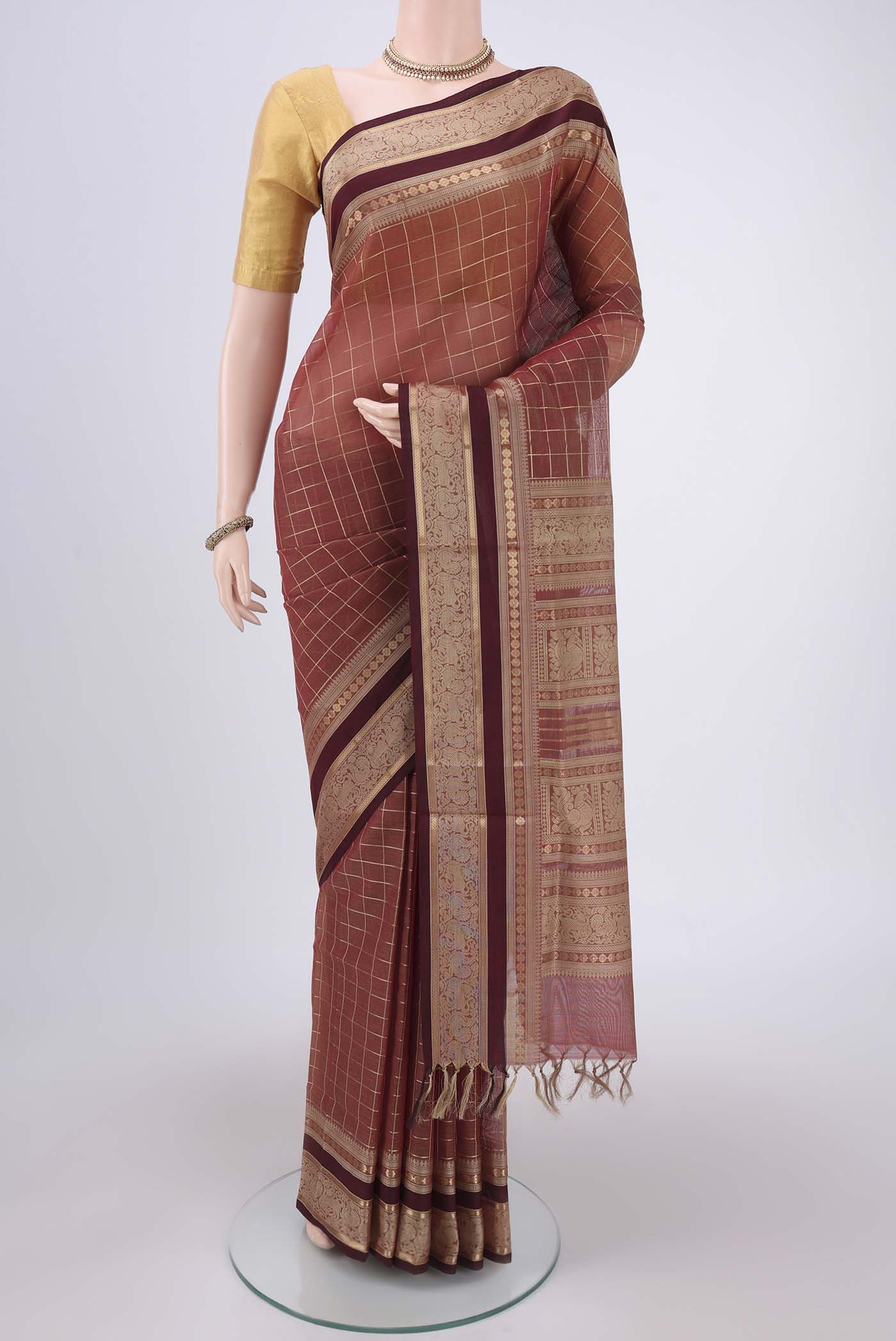 Brown Kanchi Cotton Saree