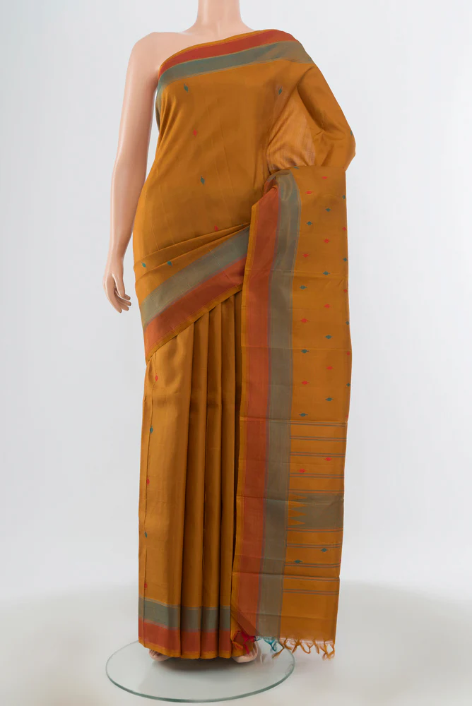 Mustard Kanchipuram Silk Saree