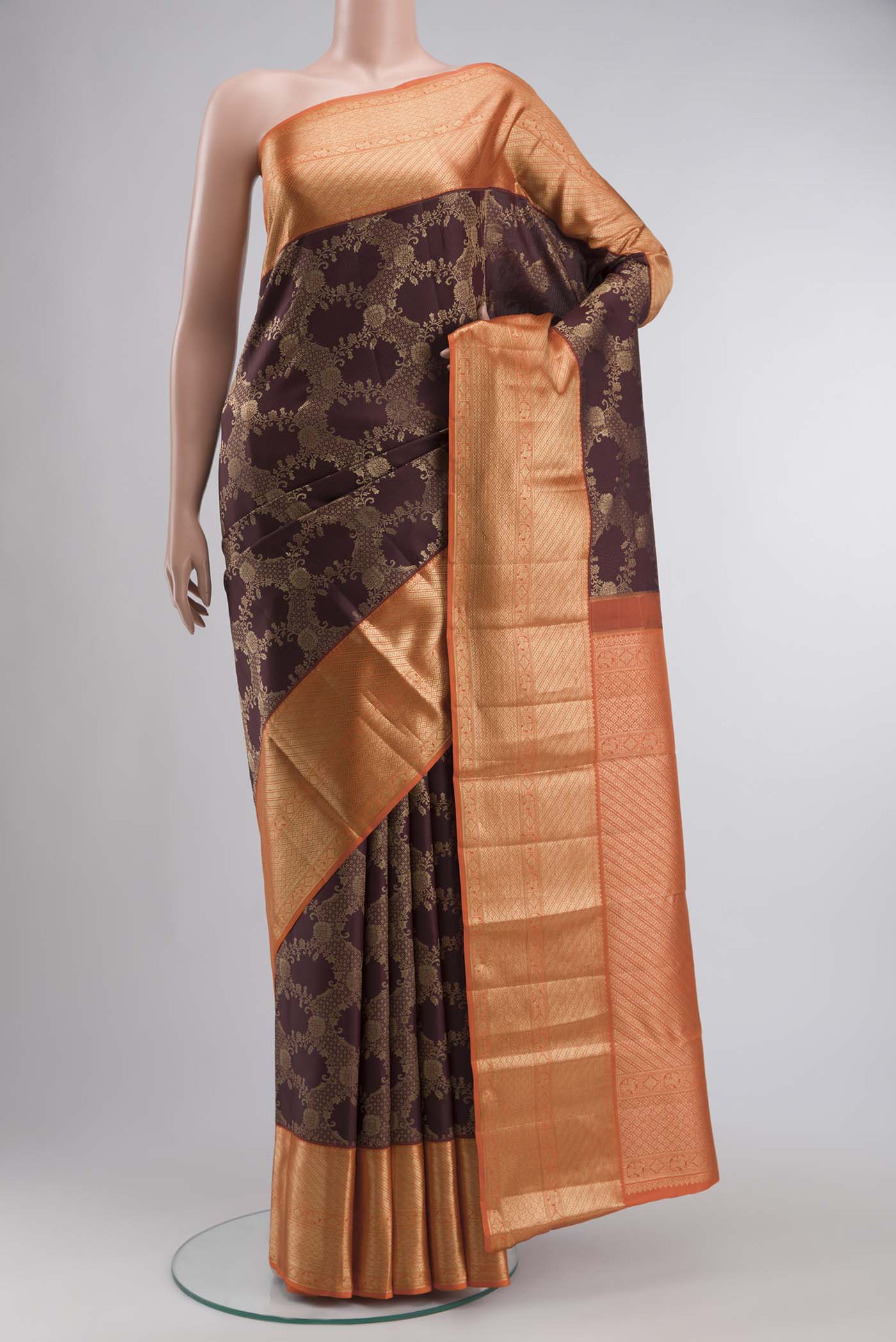 Brown Kanchipuram Silk Saree
