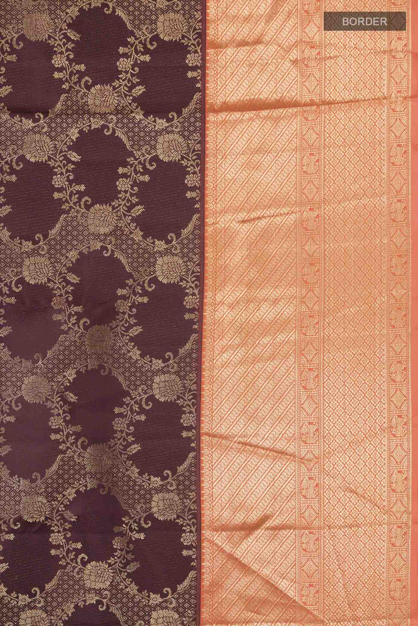 Brown Kanchipuram Silk Saree - Image 3