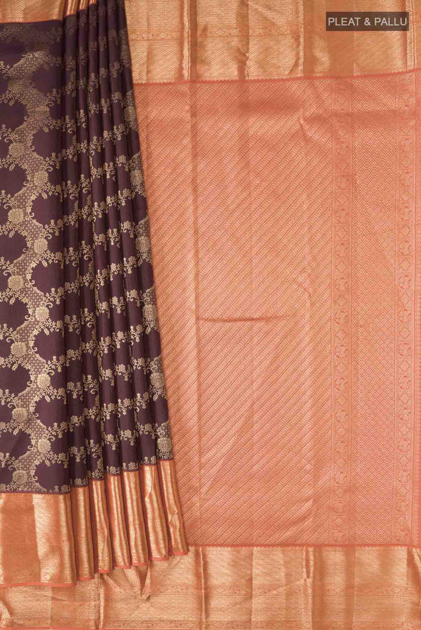 Brown Kanchipuram Silk Saree - Image 4