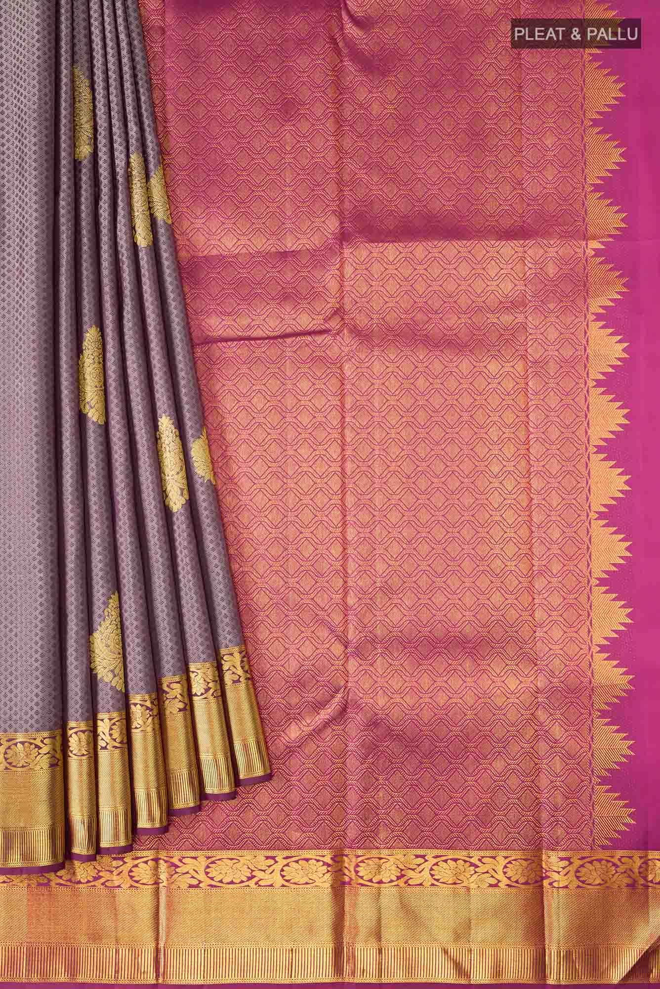 Grey Kanchipuram Silk Saree - Image 2
