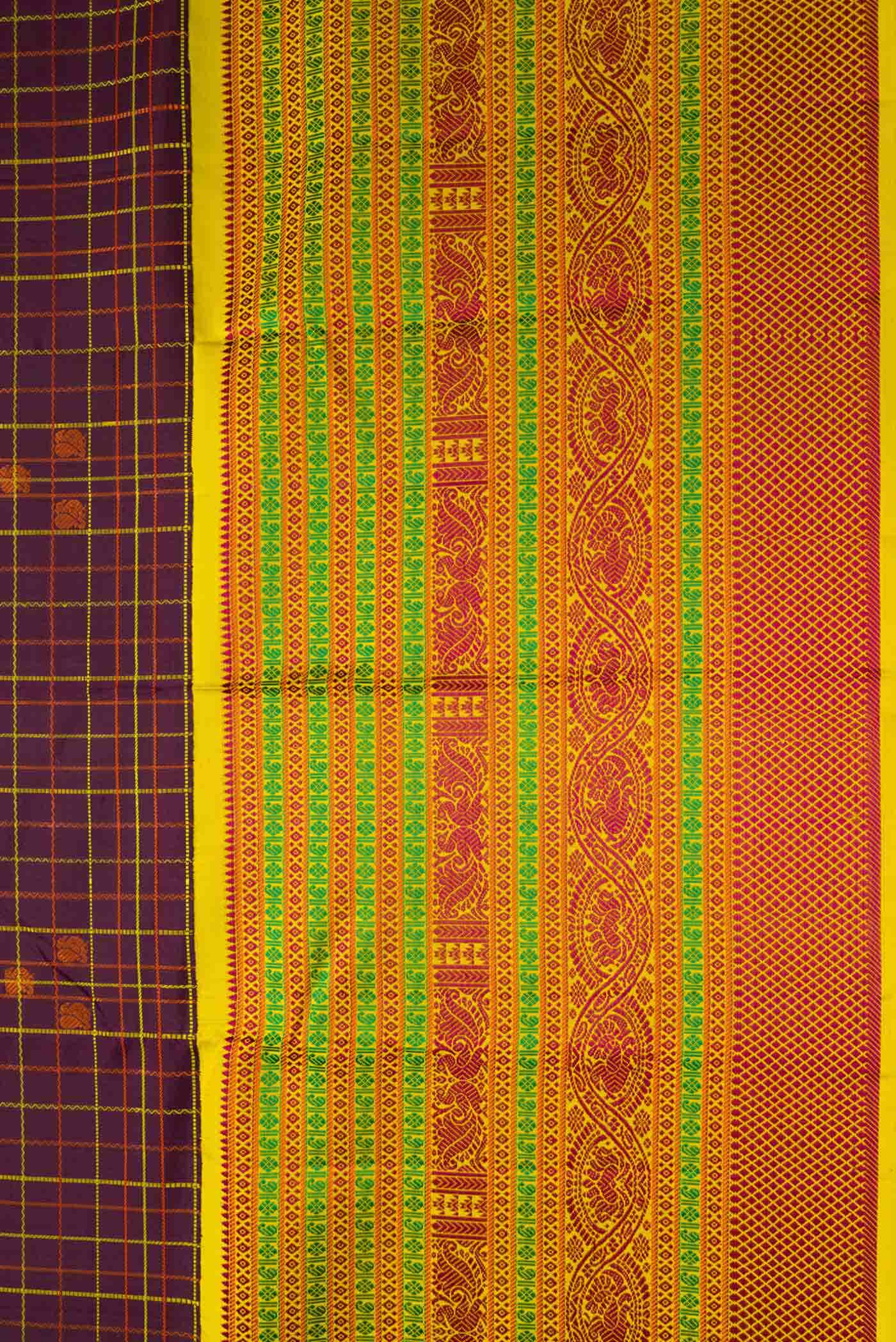 Brown Kanchipuram Silk Saree - Image 10