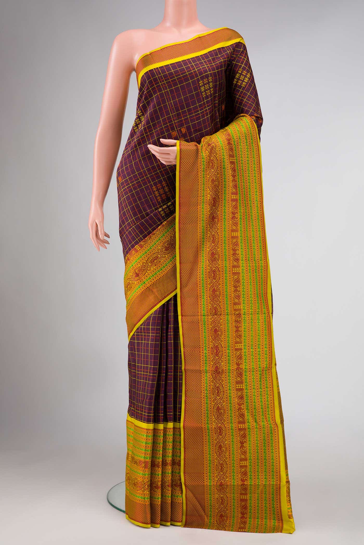 Brown Kanchipuram Silk Saree - Image 2