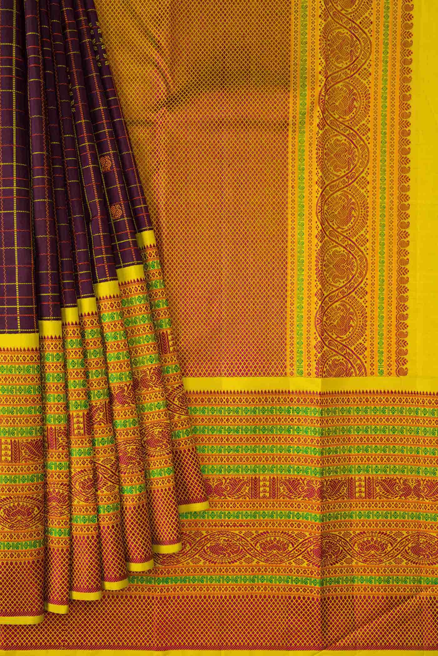 Brown Kanchipuram Silk Saree - Image 4