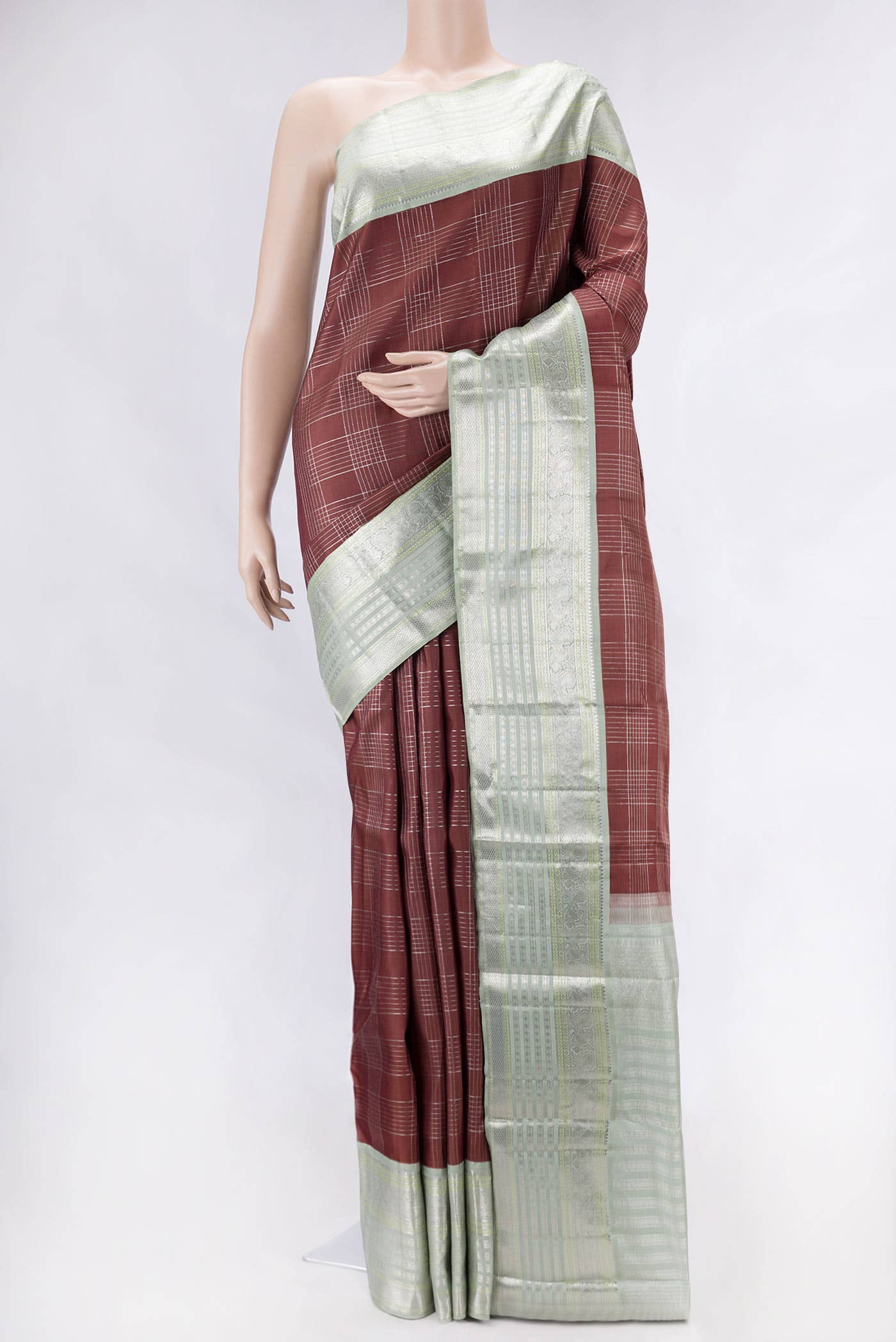 Pure Silk Pure Zari Brown Kanjivaram Saree