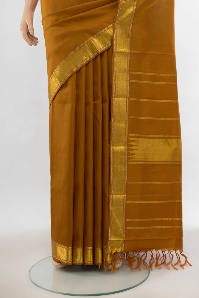 Mustard Kanjivaram Silk Saree - Image 3