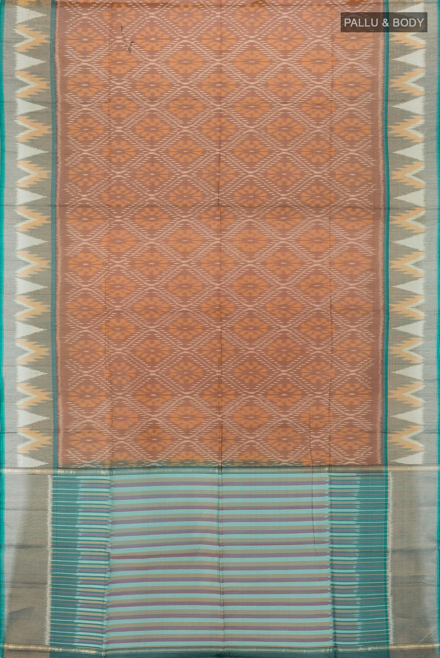 Brown Silk Cotton Saree - Image 5