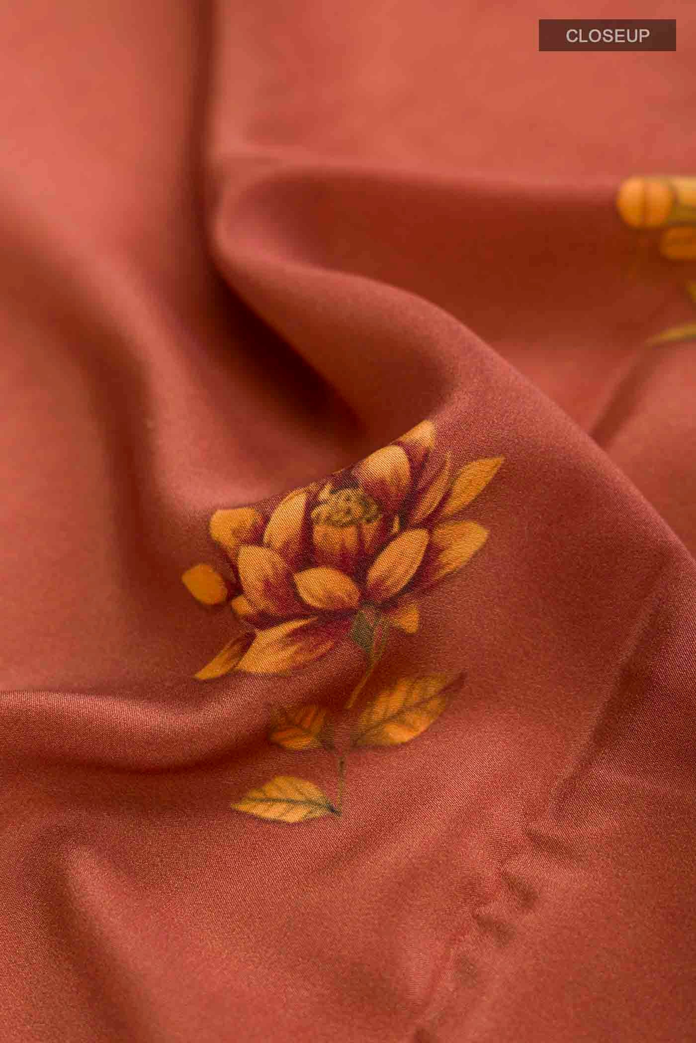 Brown Mysore Crepe Saree - Image 2