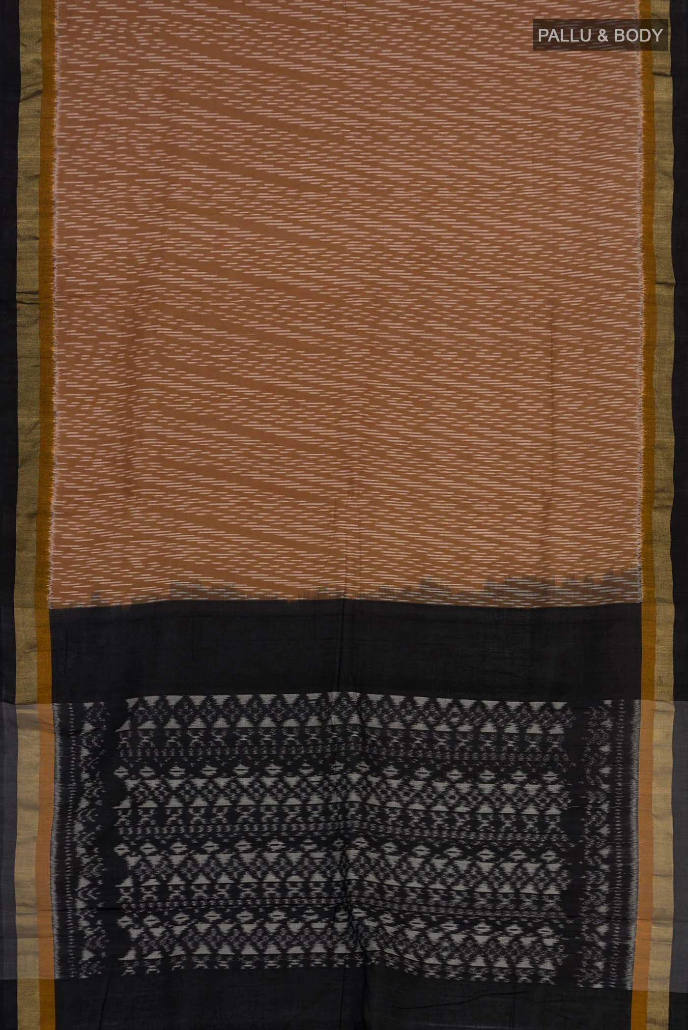 Brown Pochampally Cotton Saree - Image 5