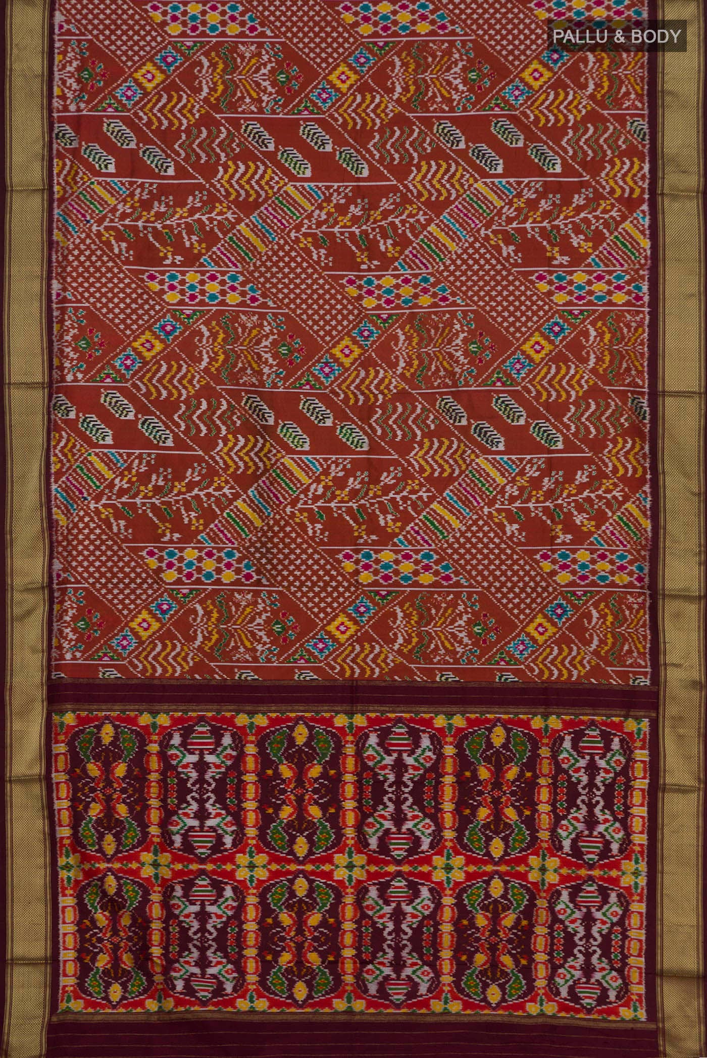 Brown Pochampally Silk Saree - Image 5