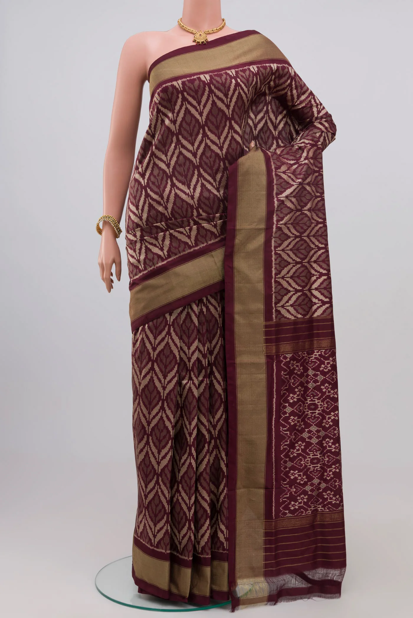 Coffee Brown Pochampally Silk Saree