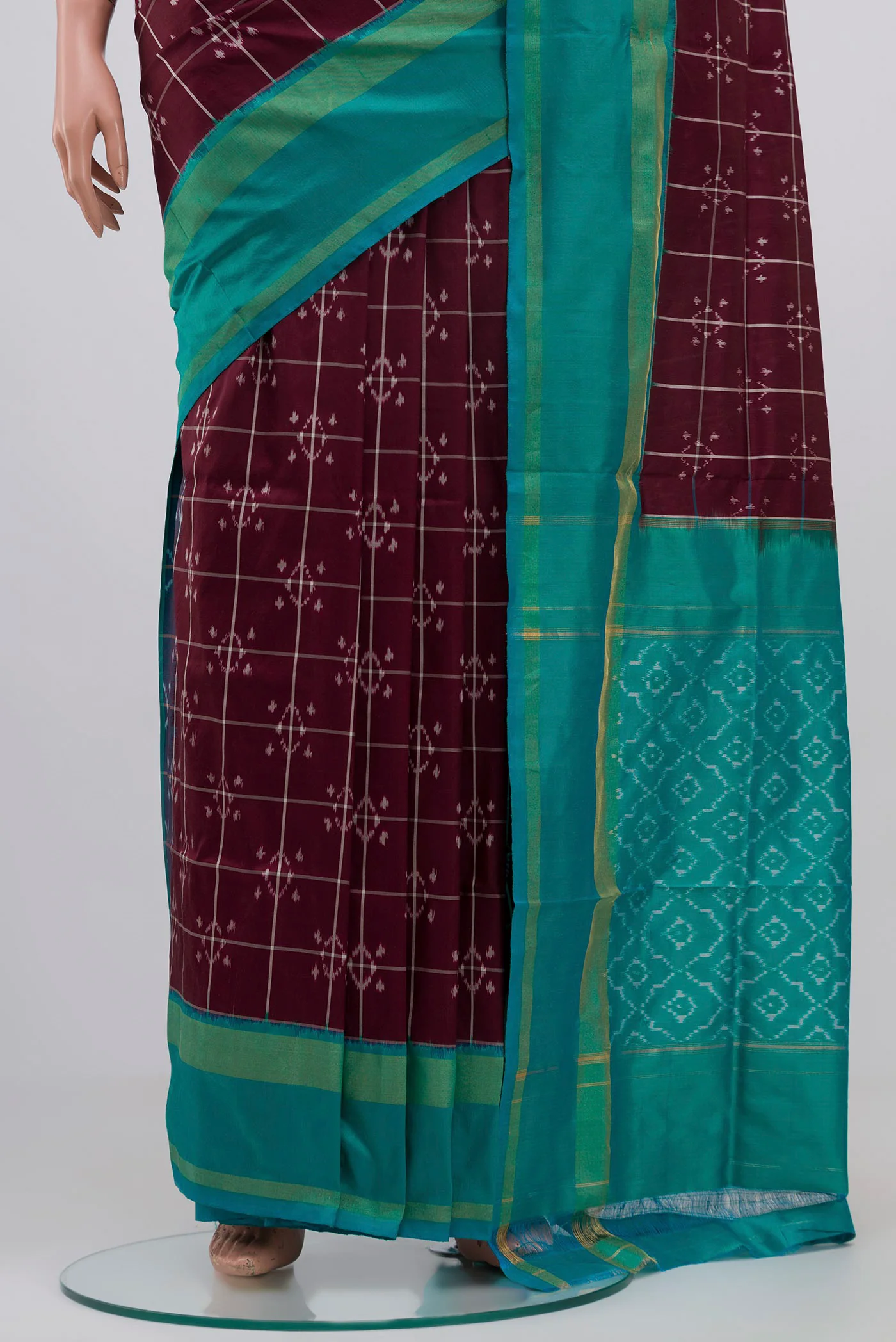 Coffee Brown Pochampally Silk Saree - Image 3