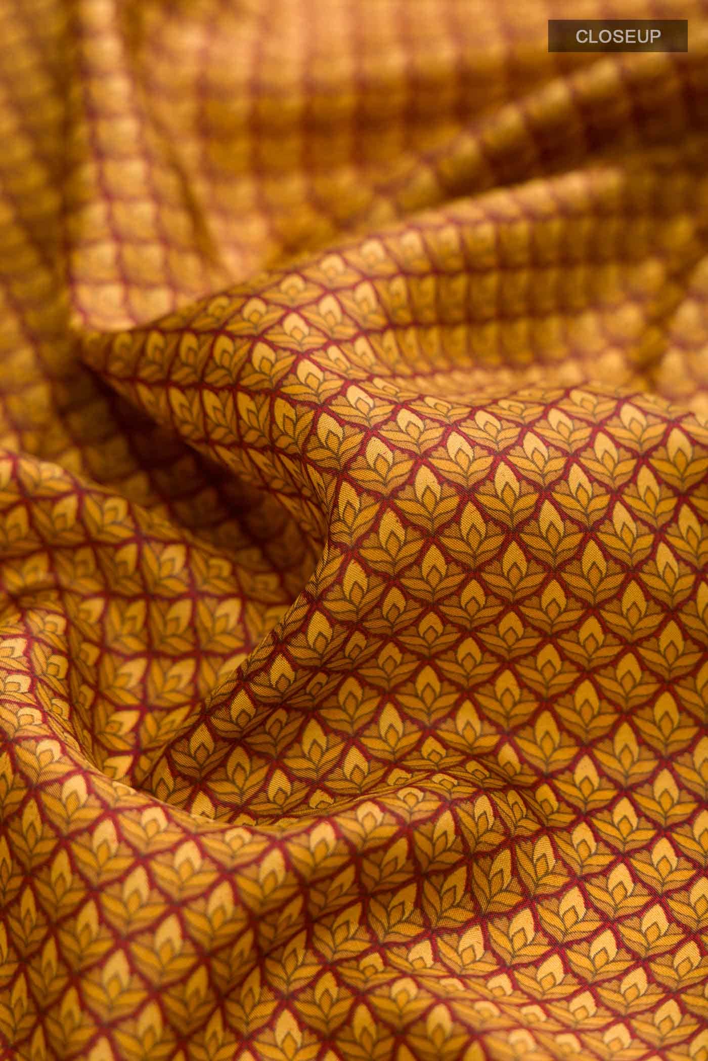 Brown Printed Silk Saree - Image 2