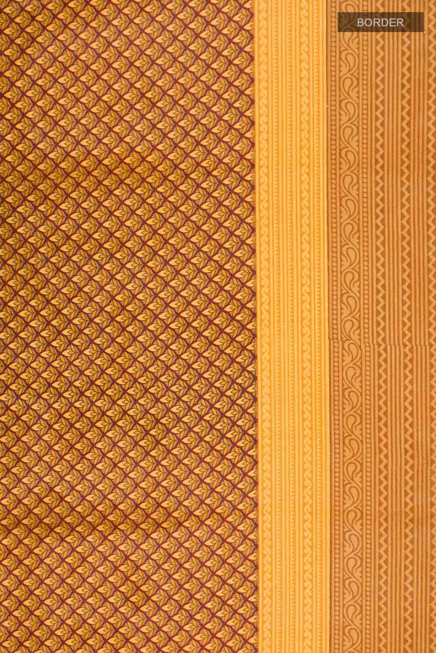Brown Printed Silk Saree - Image 4