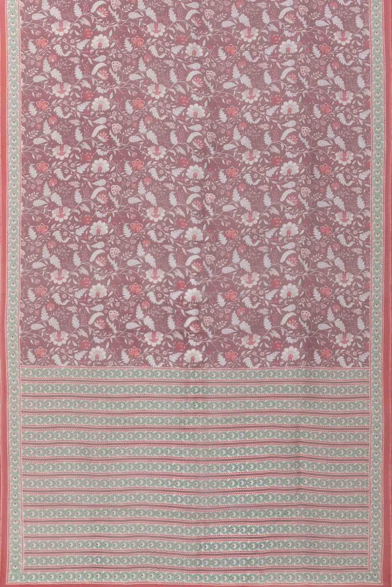 Guldasta Brown floral design saree from Chintz Collection, Designed by Nalli - Image 5