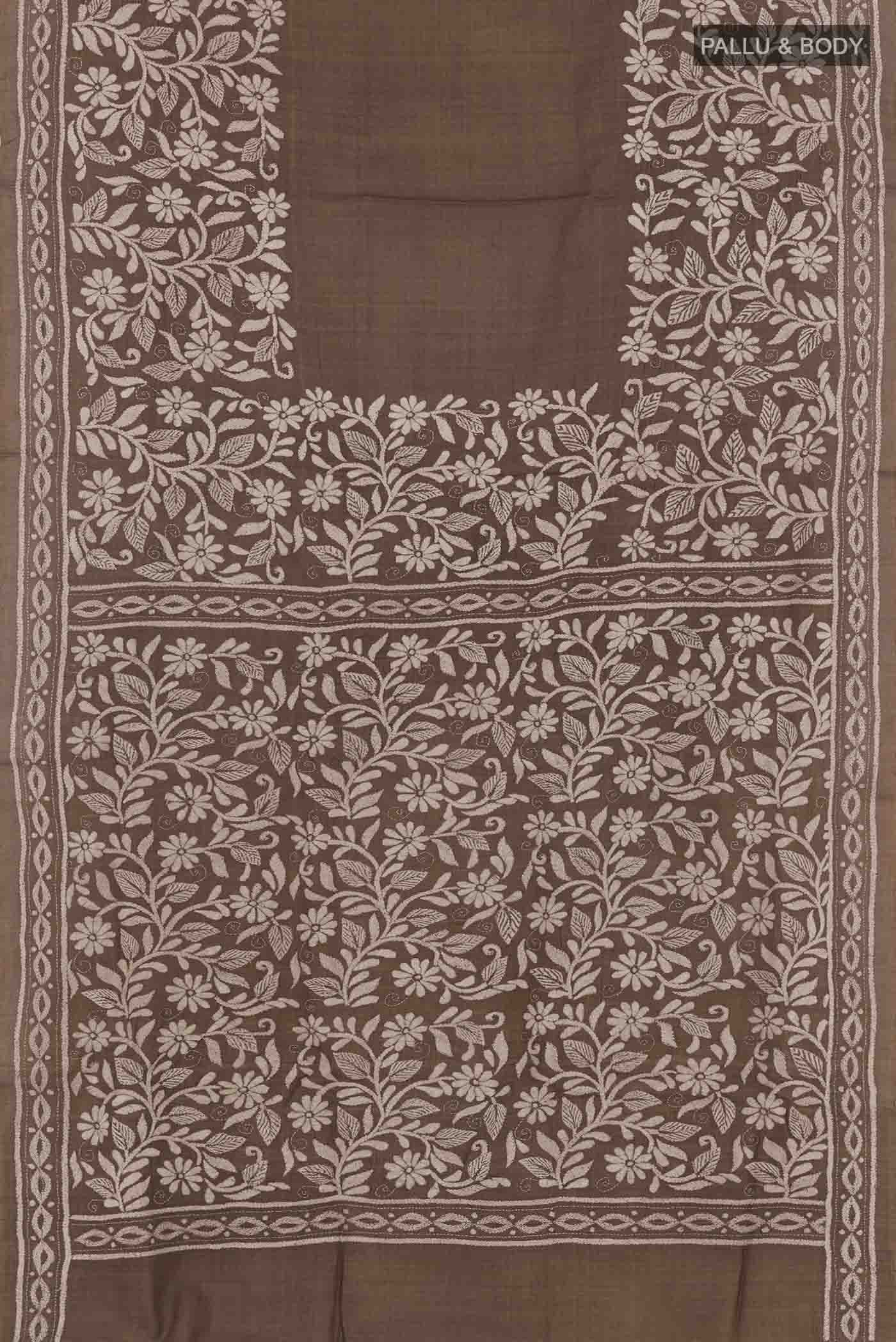 Brown Tussar Silk Saree - Image 3