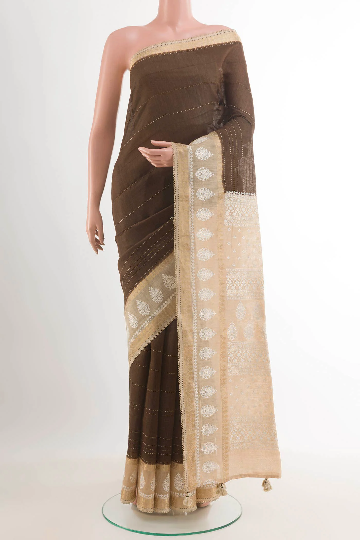Brown Tussar Saree
