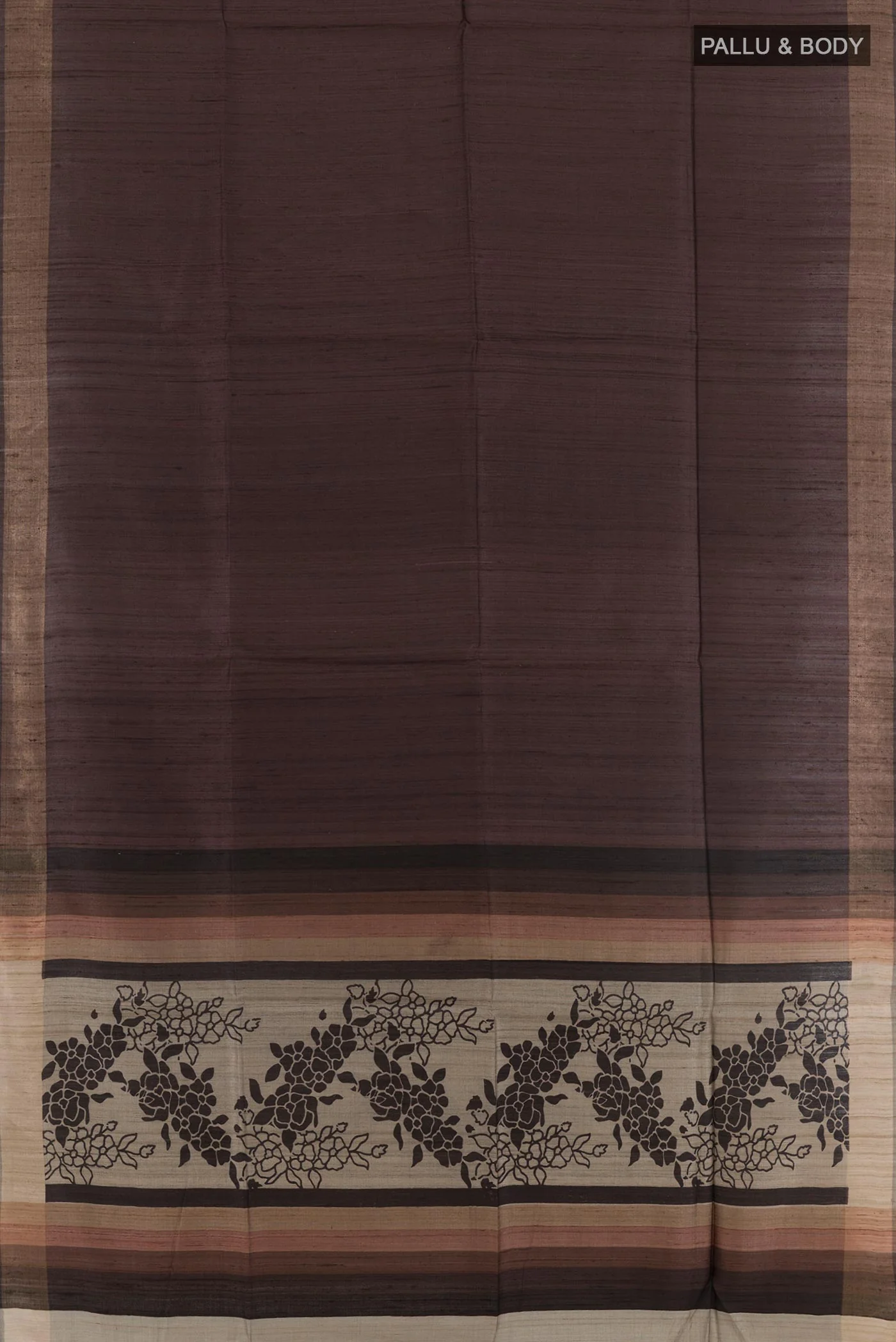 Brown Tussar Silk Saree - Image 3