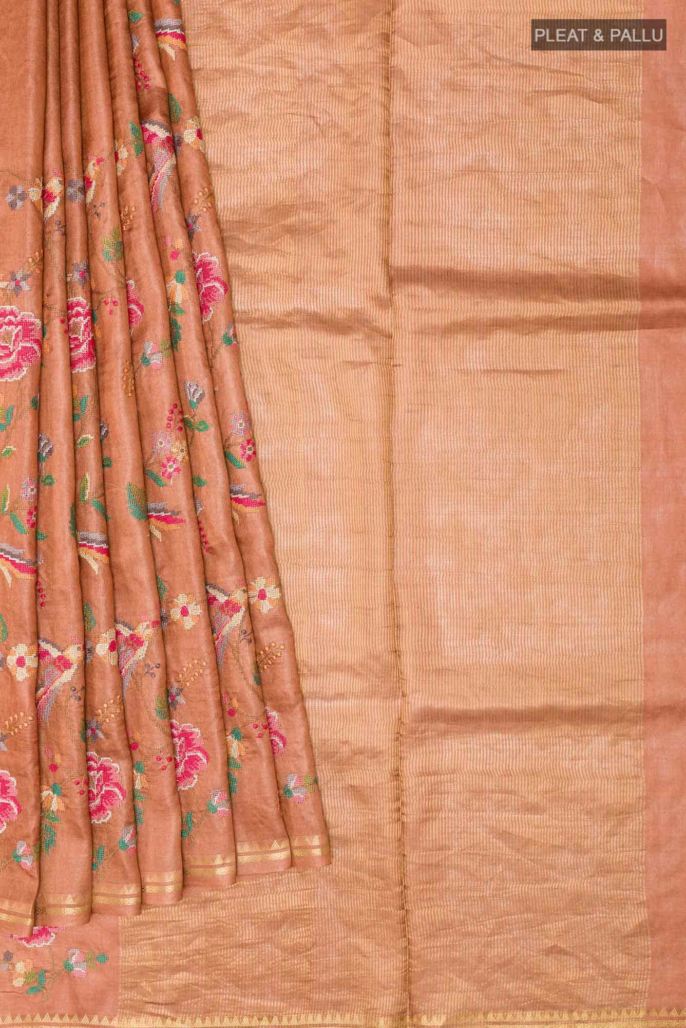 Brown Tussar Saree - Image 2