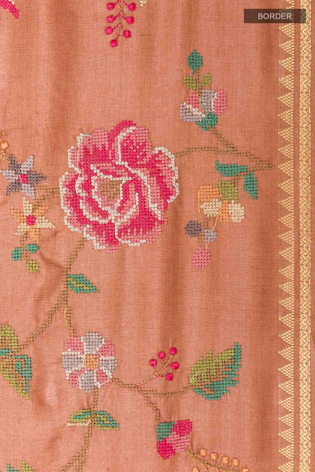 Brown Tussar Saree - Image 5