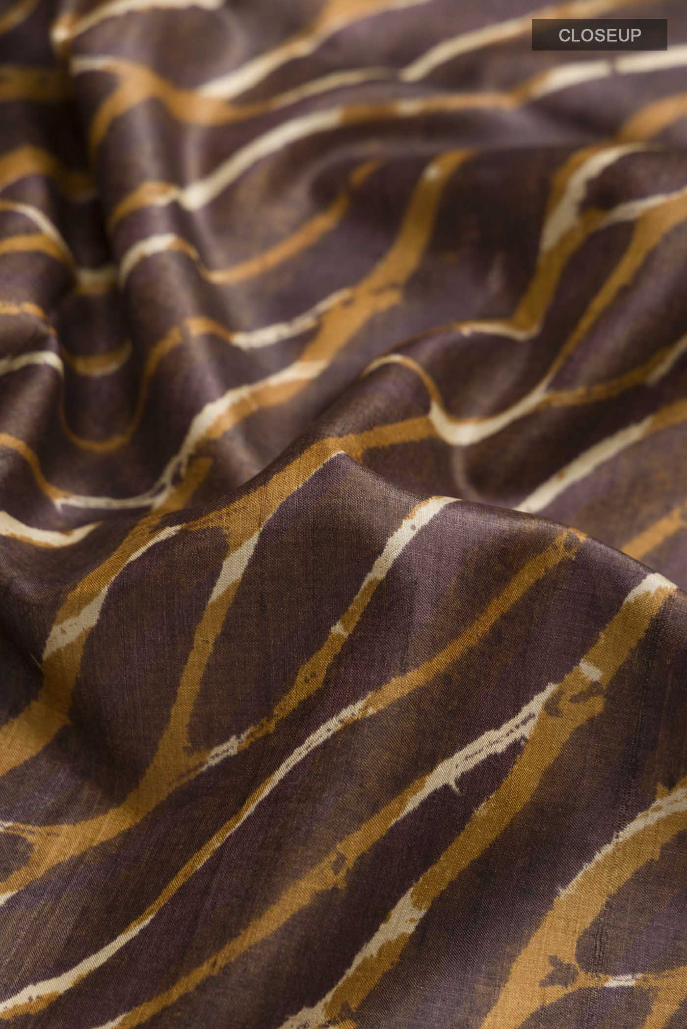 Brown Tussar Silk Saree - Image 2