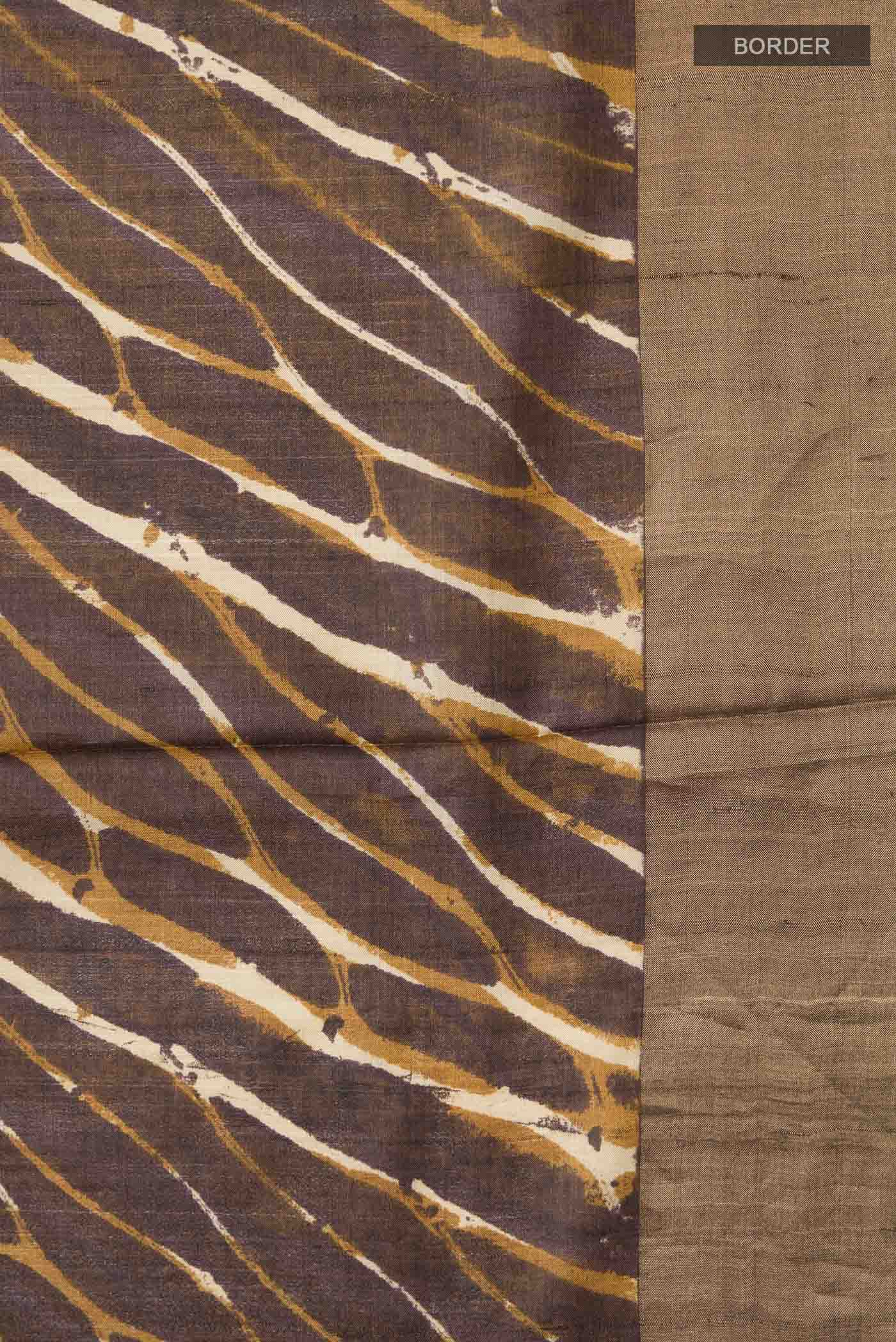 Brown Tussar Silk Saree - Image 3