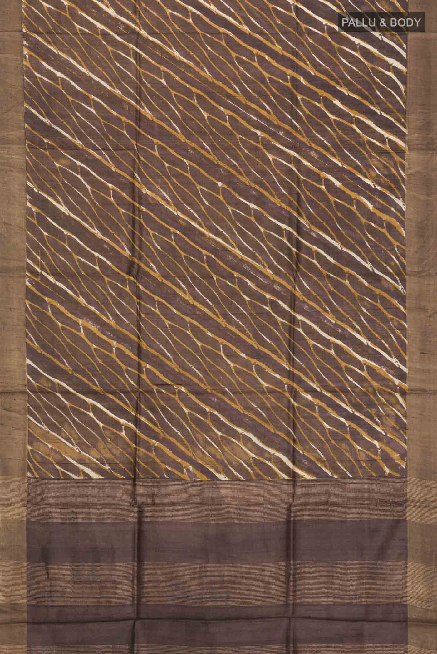 Brown Tussar Silk Saree - Image 5