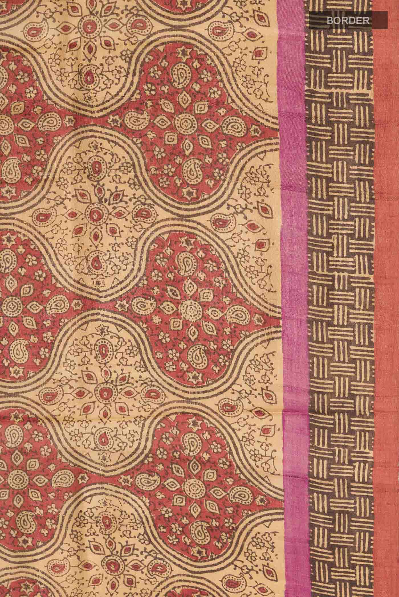 Brown Tussar Silk Saree - Image 3