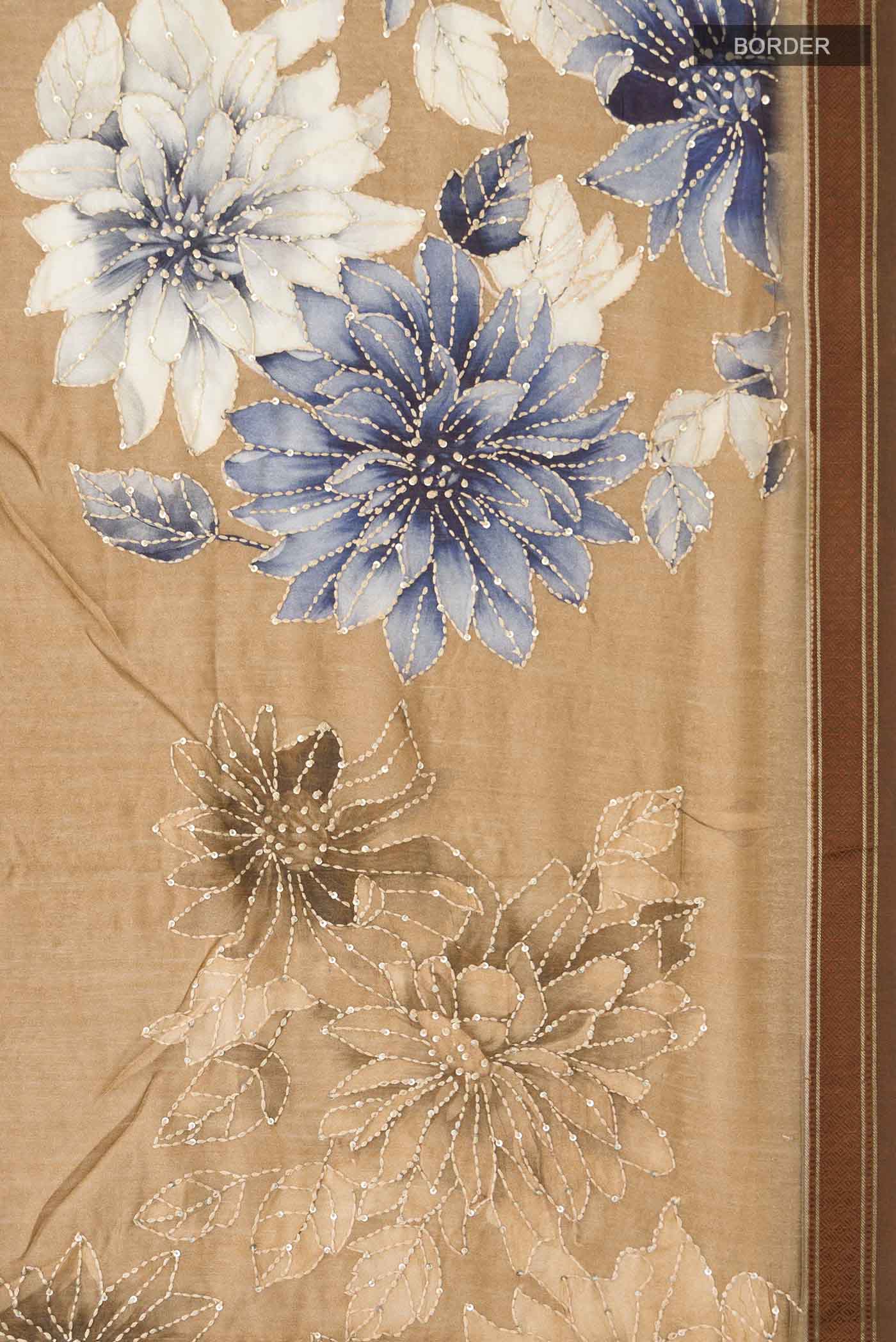 Brown Tussar Silk Saree - Image 3