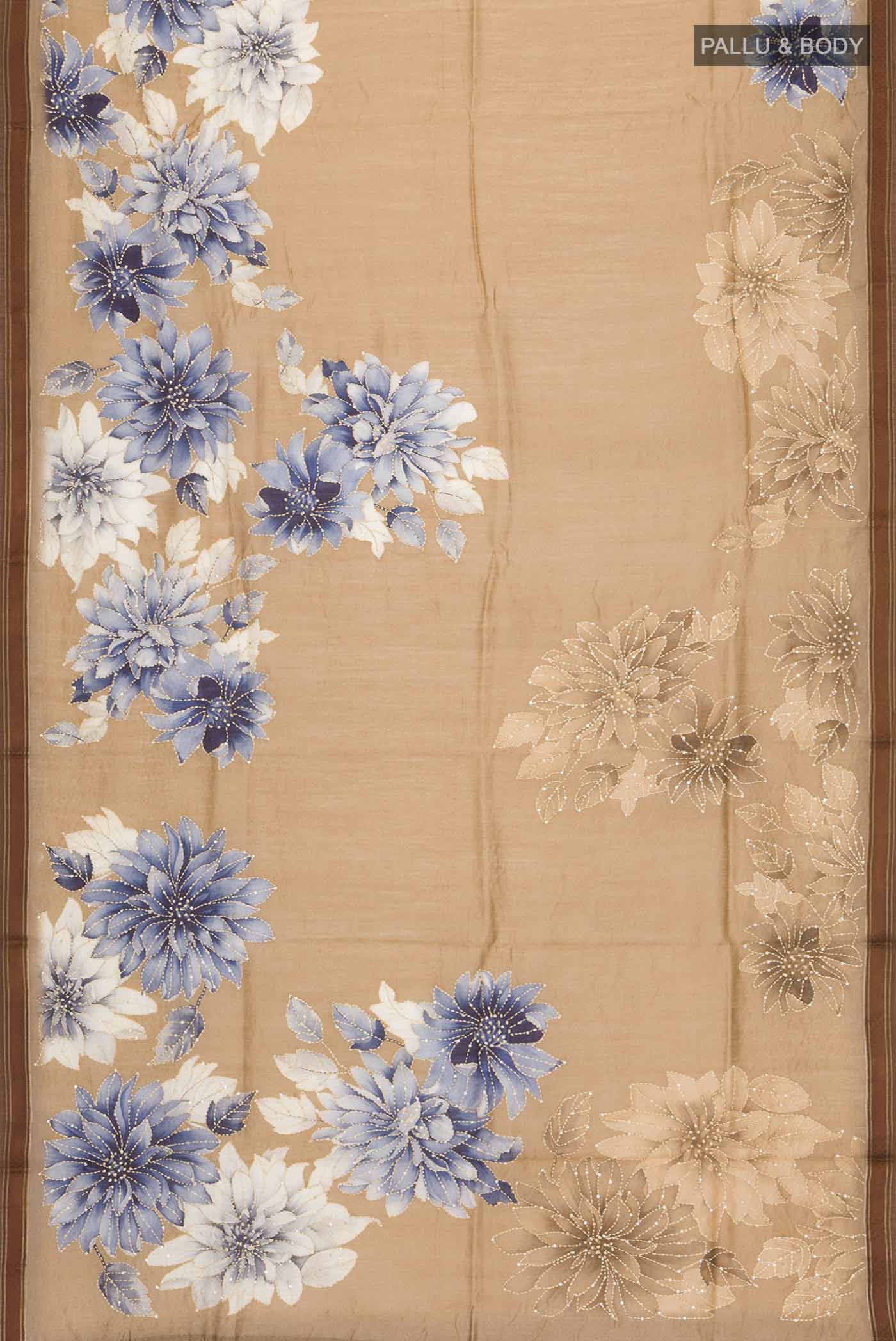 Brown Tussar Silk Saree - Image 5