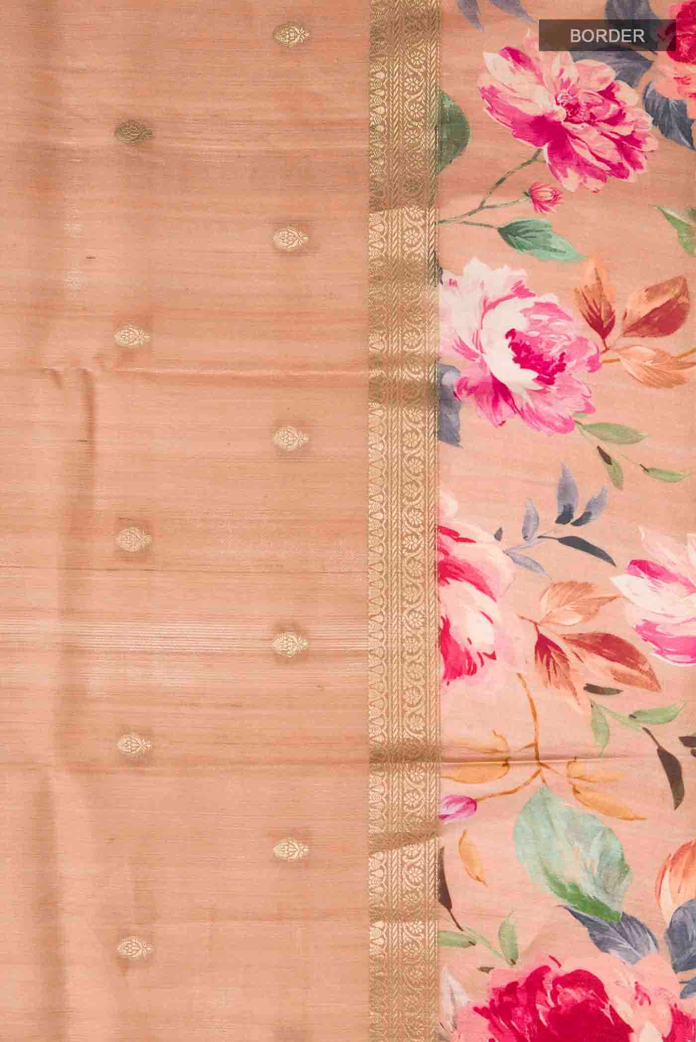 Brown Tussar Silk Saree - Image 3