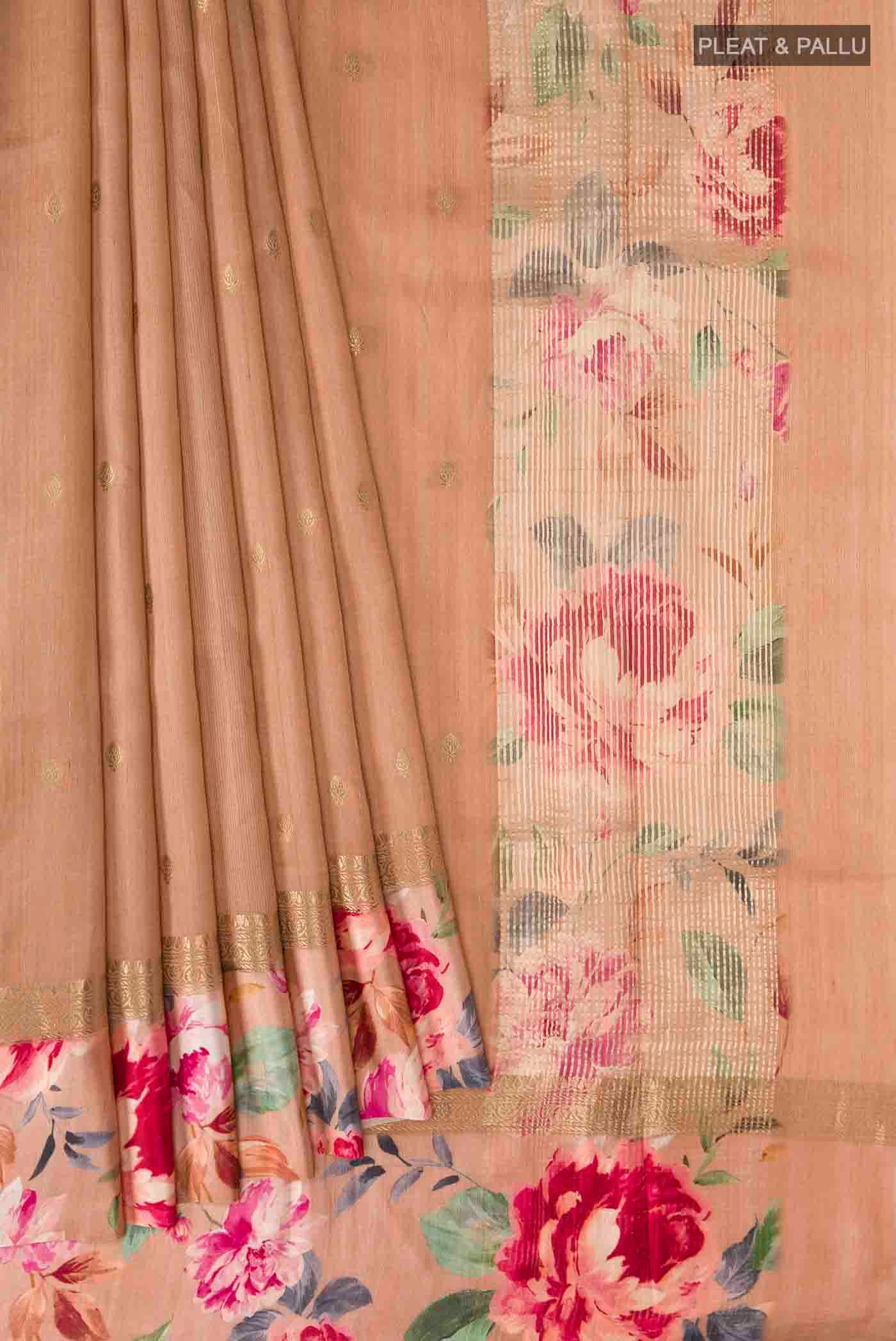 Brown Tussar Silk Saree - Image 4