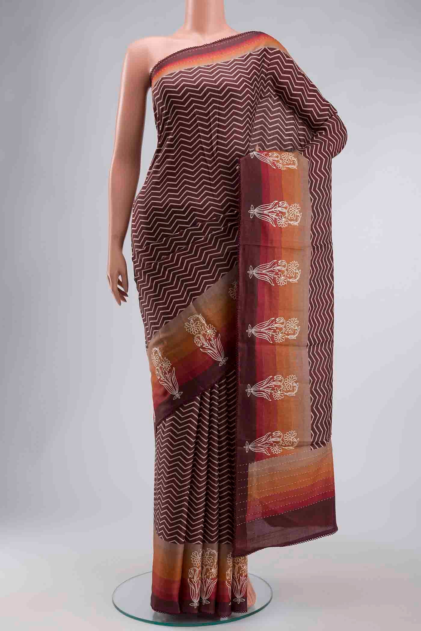 Brown Tussar Silk Saree