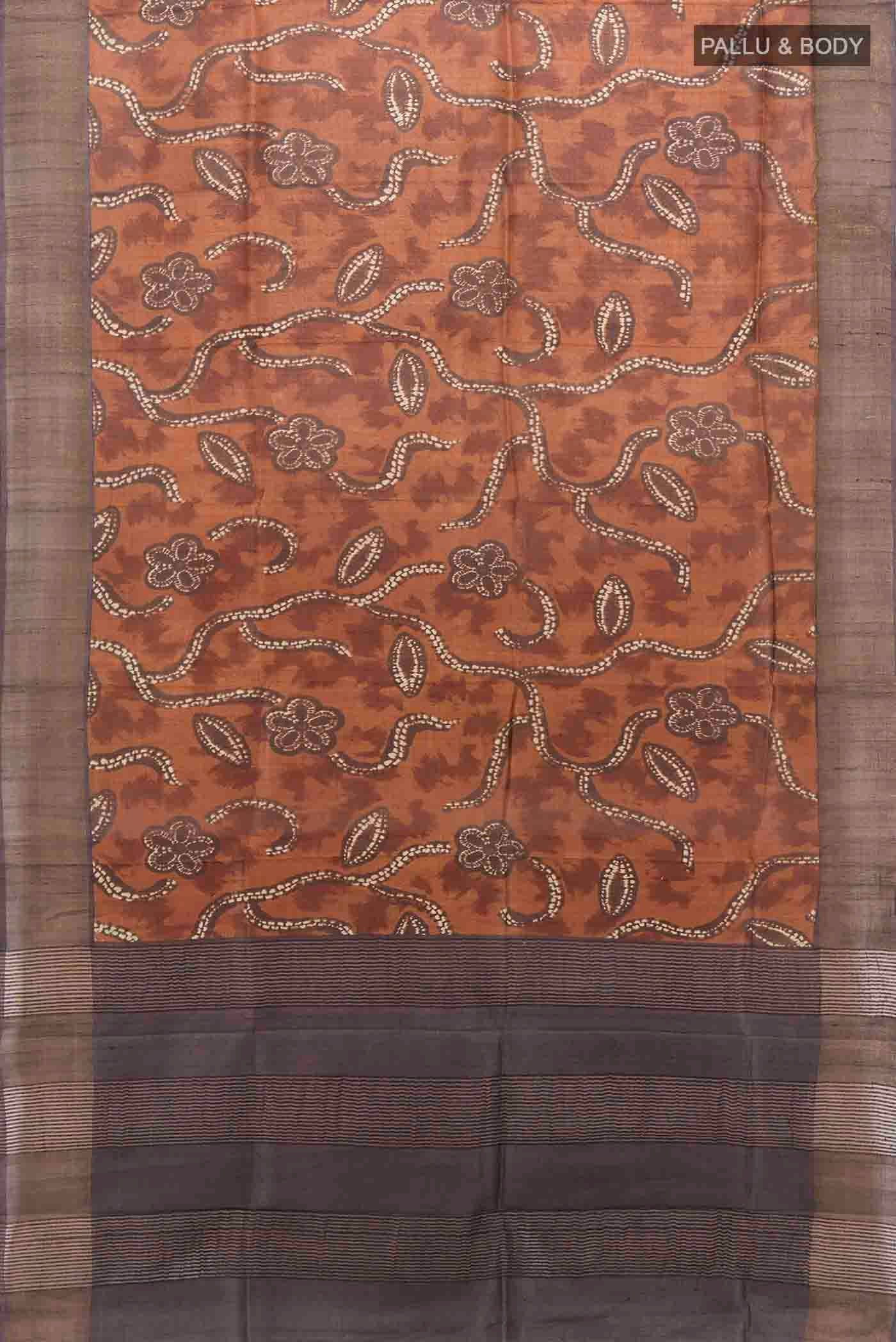 Brown Tussar Silk Saree - Image 5