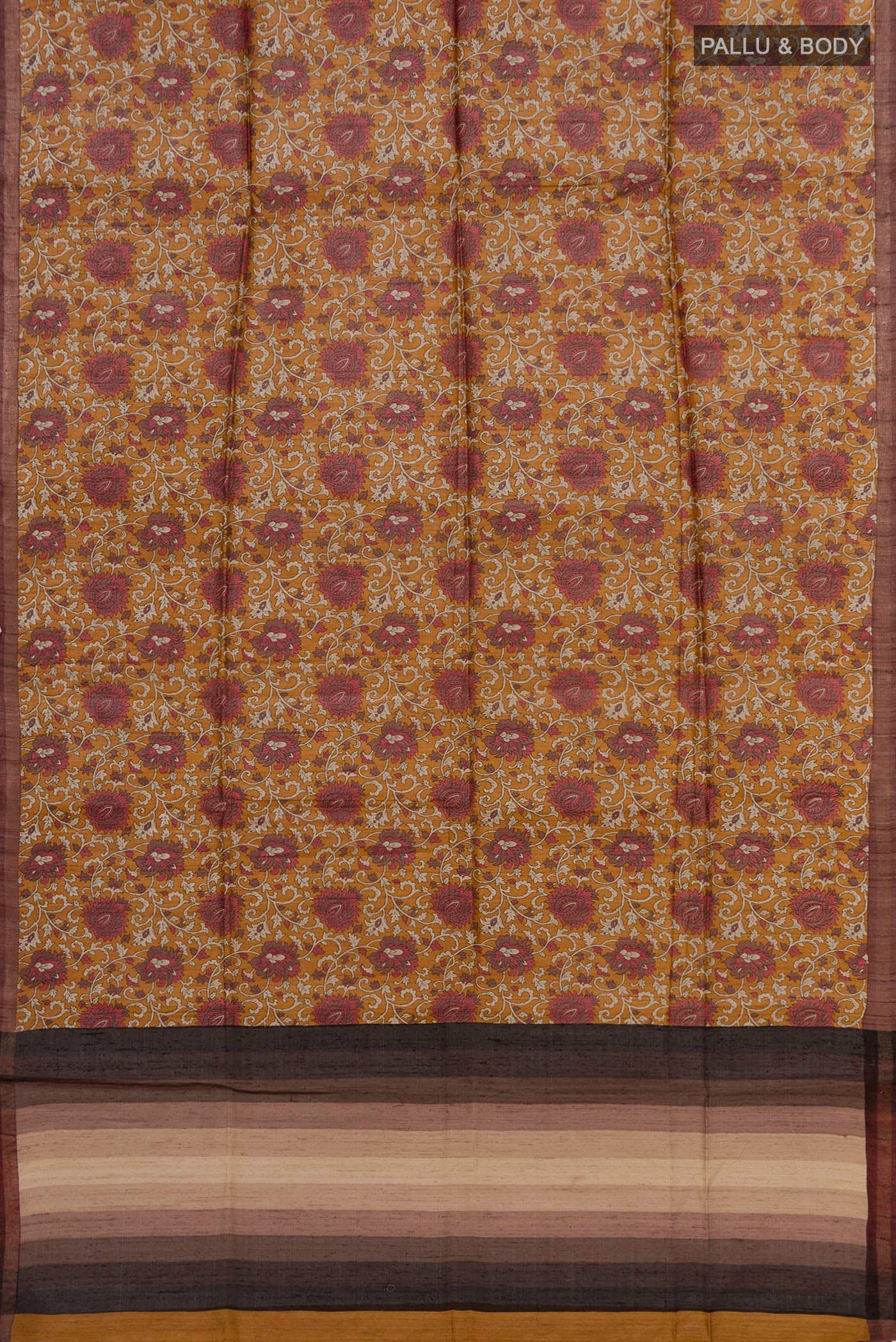 Mustard Tussar Silk Saree - Image 4