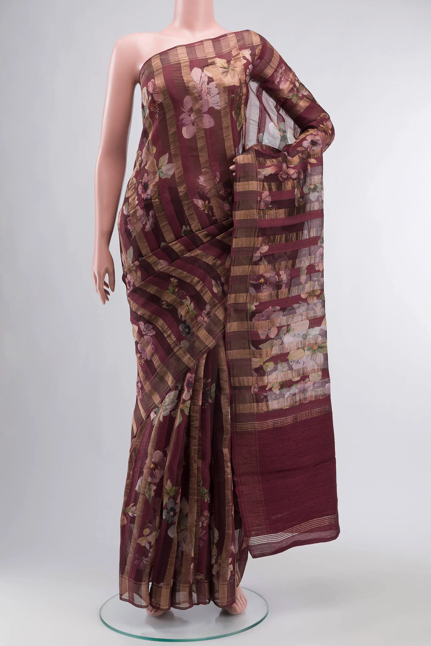 Brown Tussar Silk Saree