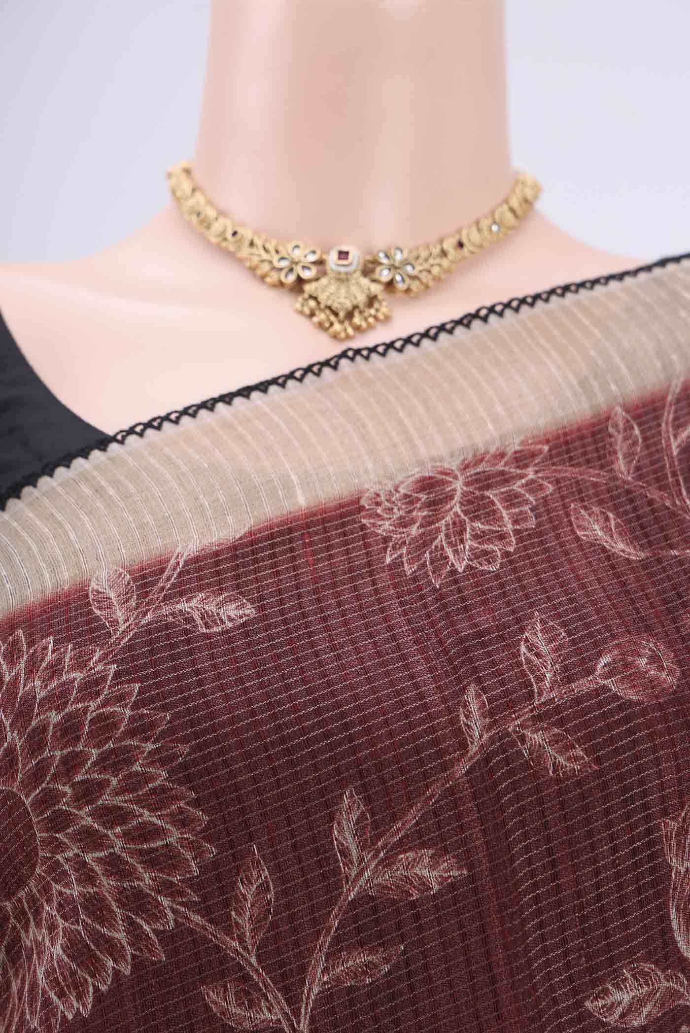 Brown Tussar Silk Saree - Image 2