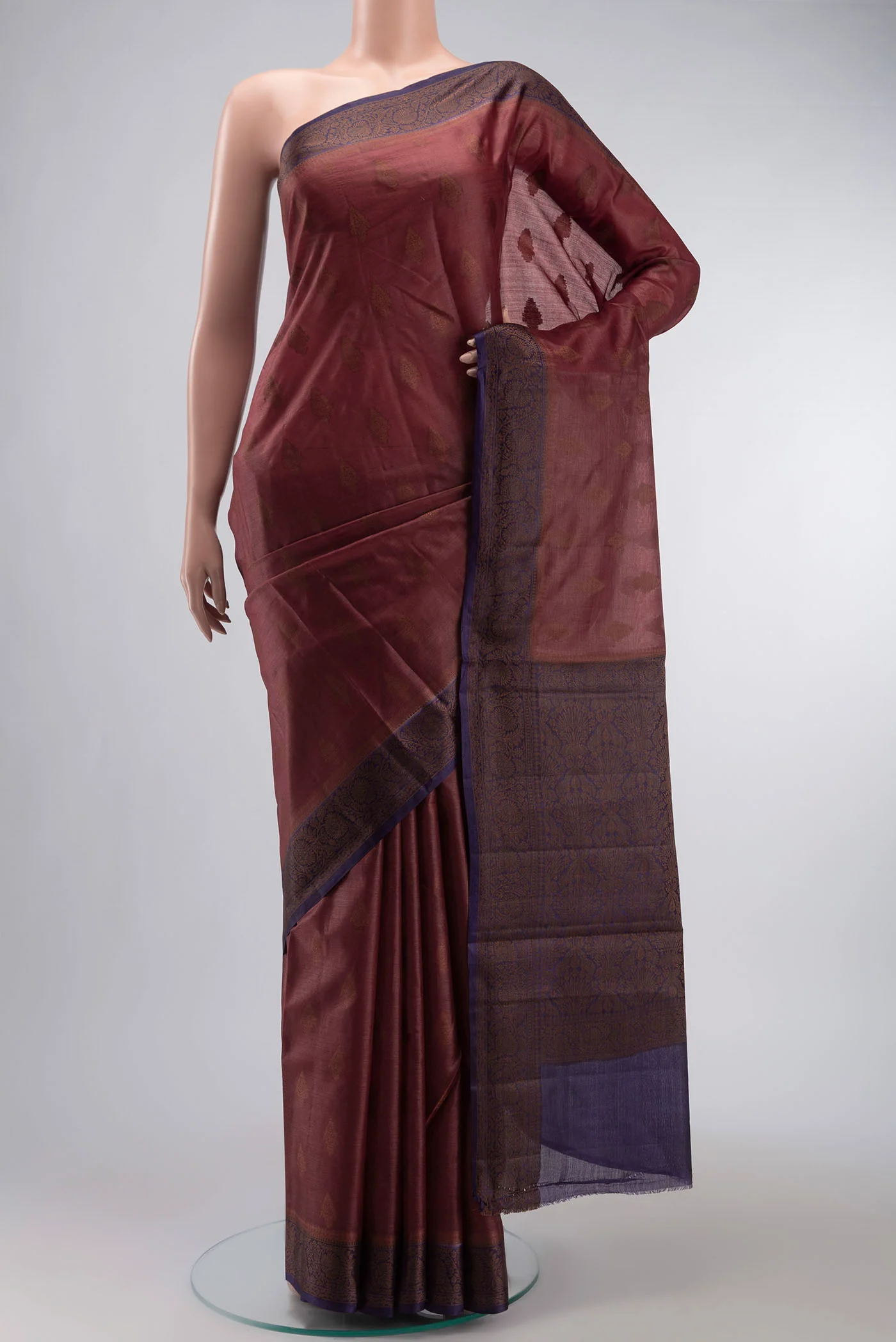 Brown Tussar Silk Saree