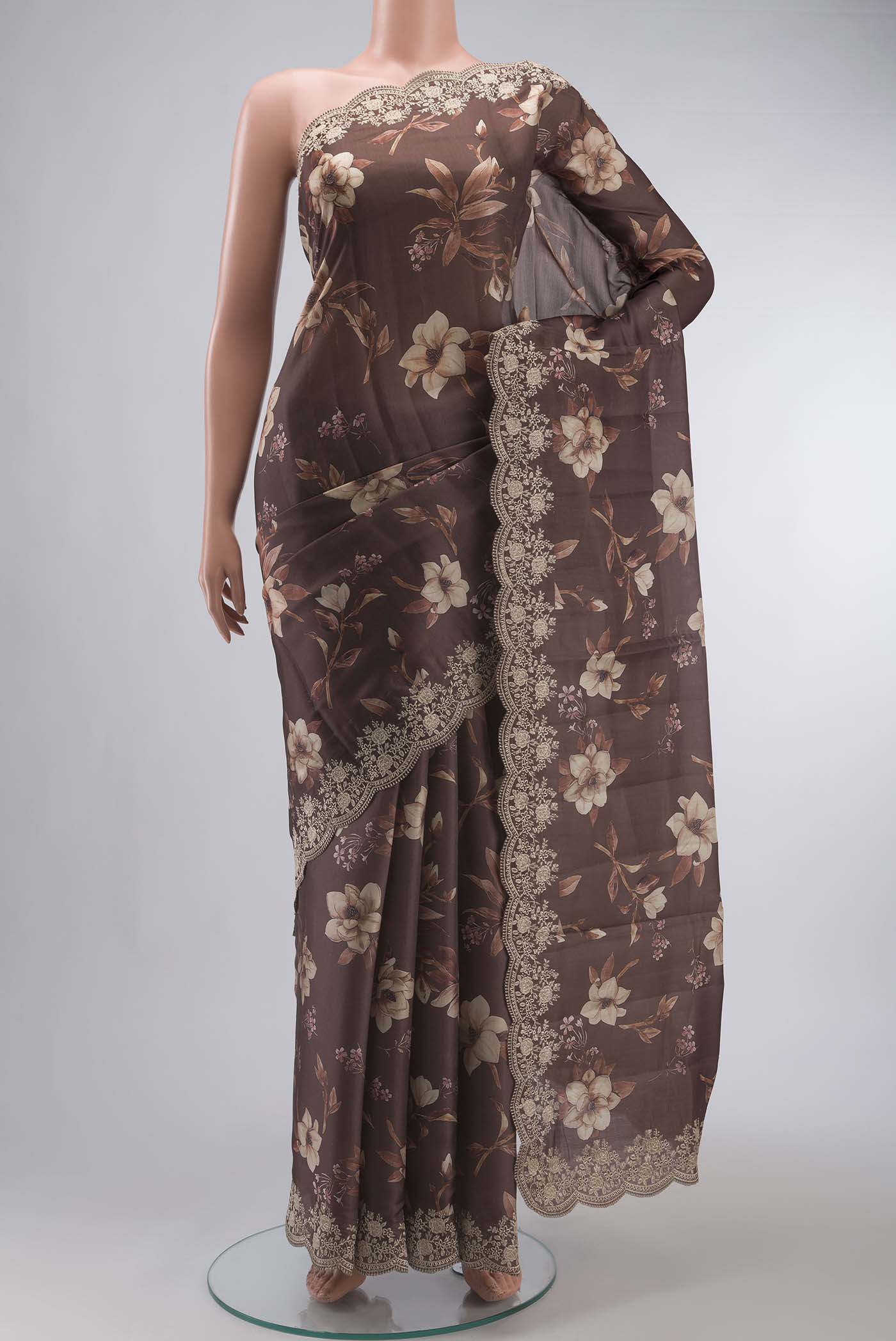 Brown Tussar Silk Saree
