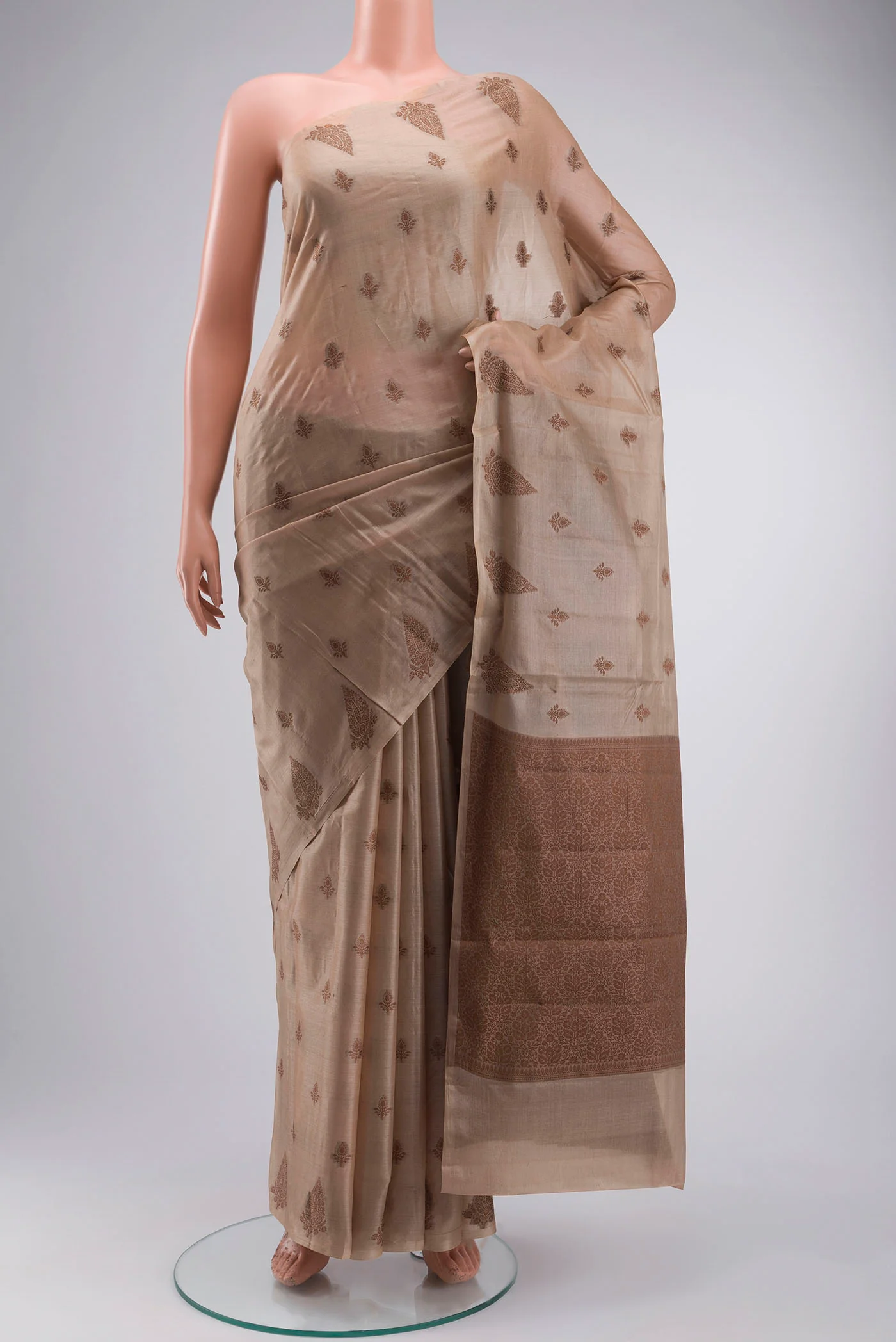 Brown Tussar Silk Saree