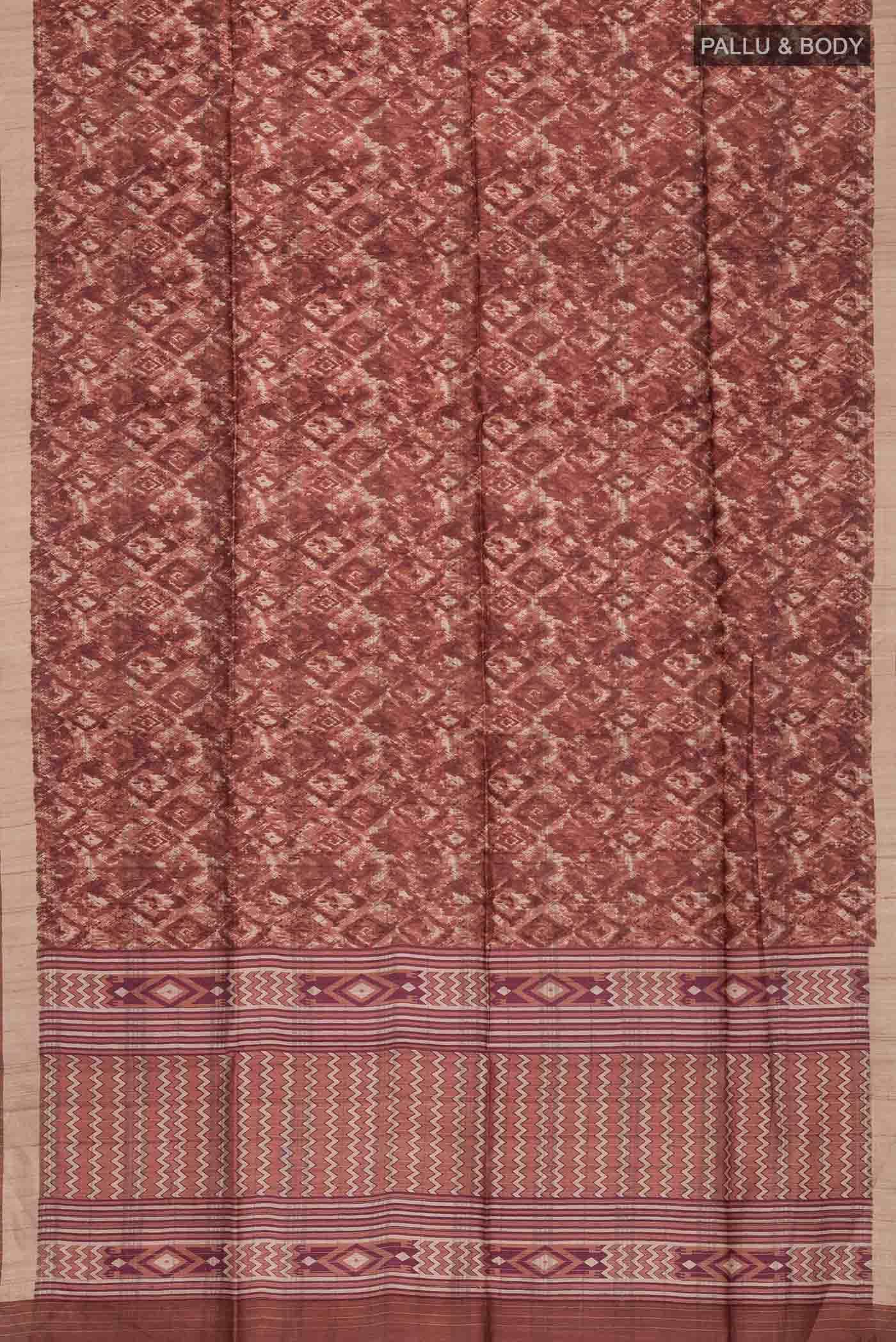 Brown Tussar Silk Saree - Image 3