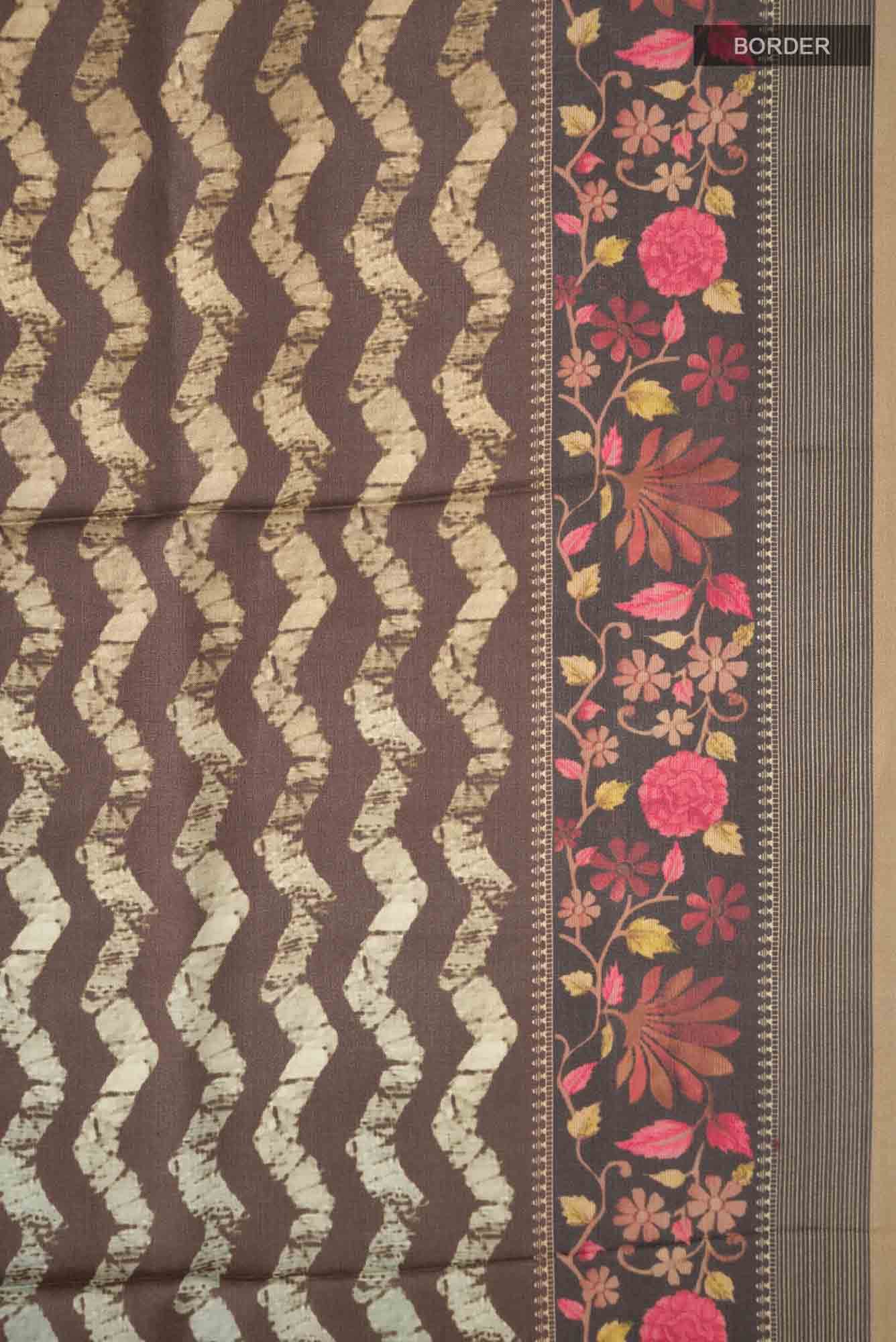 Brown Tussar Silk Saree - Image 4