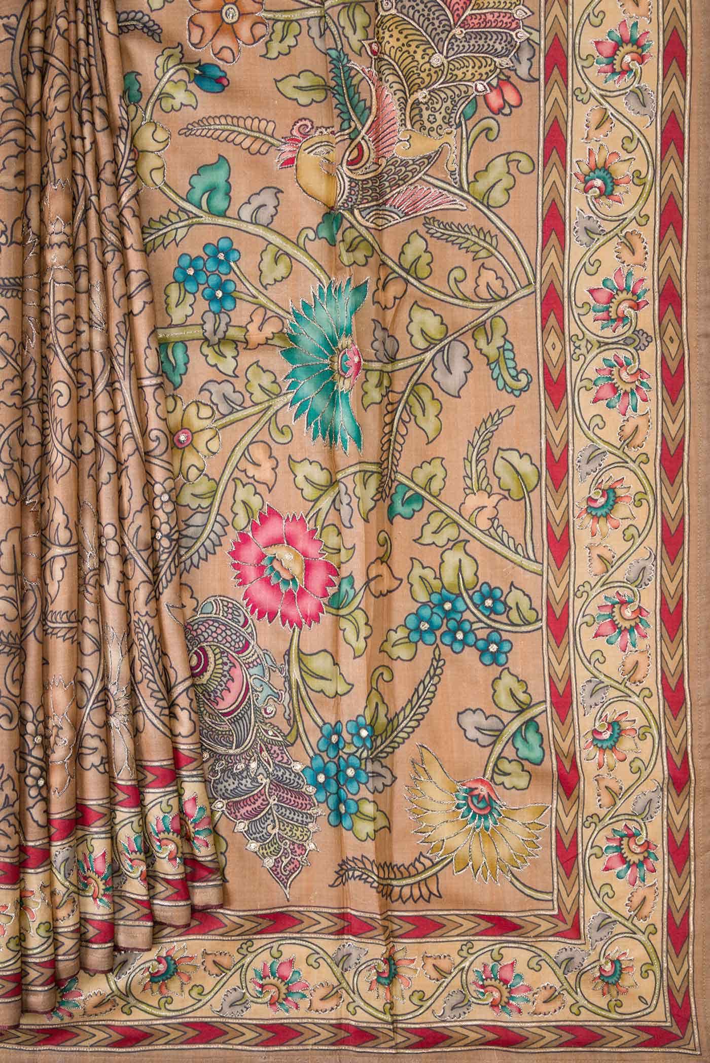 Brown Tussar Silk Saree - Image 2
