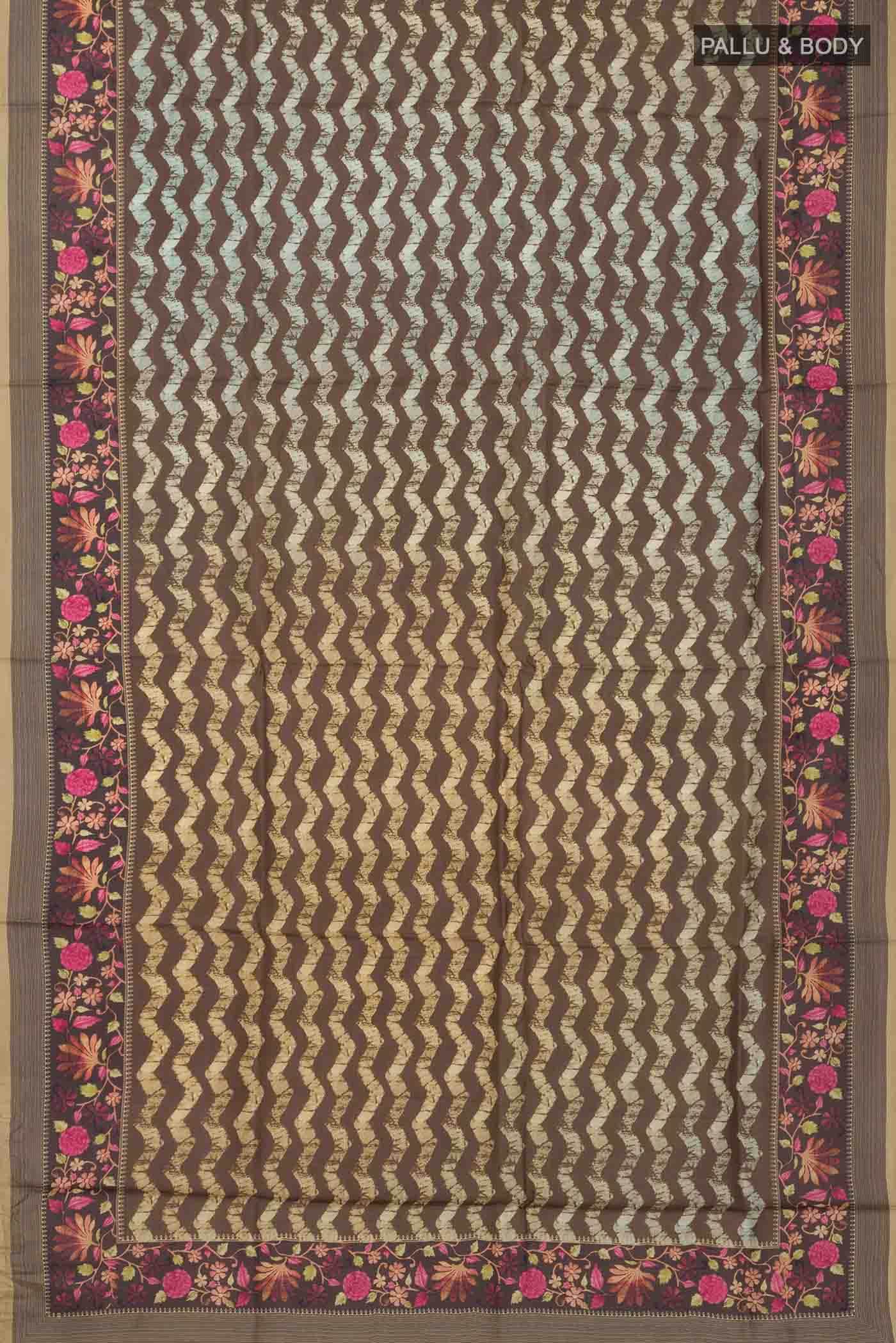 Brown Tussar Silk Saree - Image 3